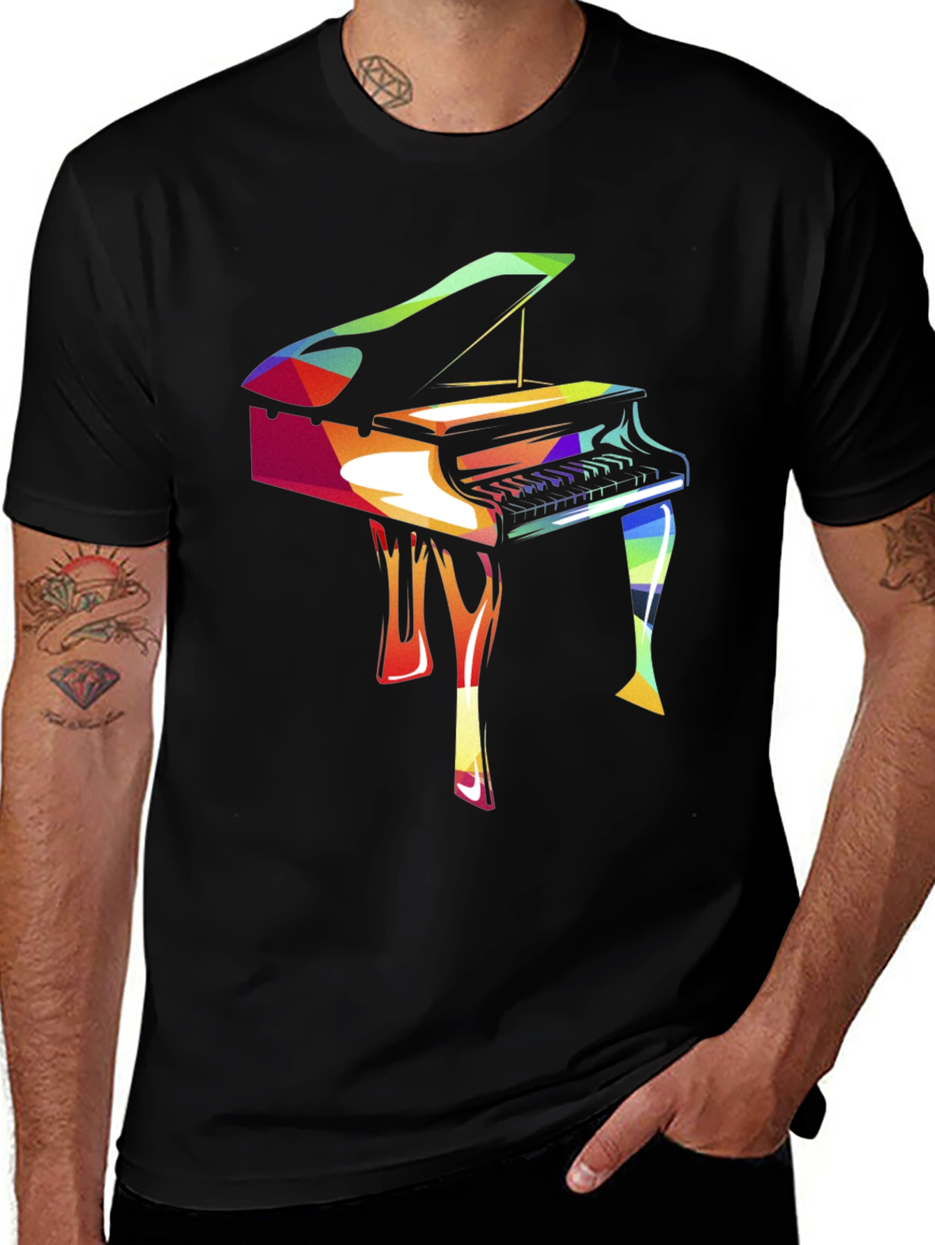 Variant 11 of Colorful Grand Piano Graphic Tee - Music Lover's T-Shirt