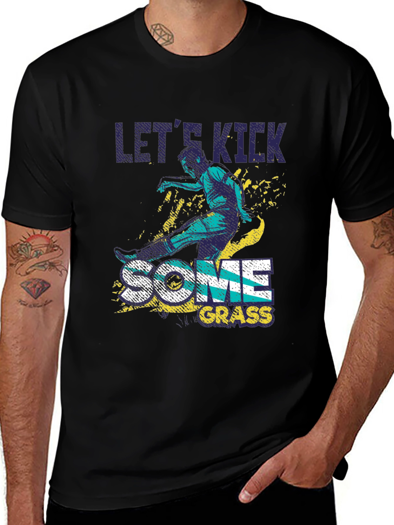 Variant 28 of Let's Kick Some Grass Graphic Tee - Black