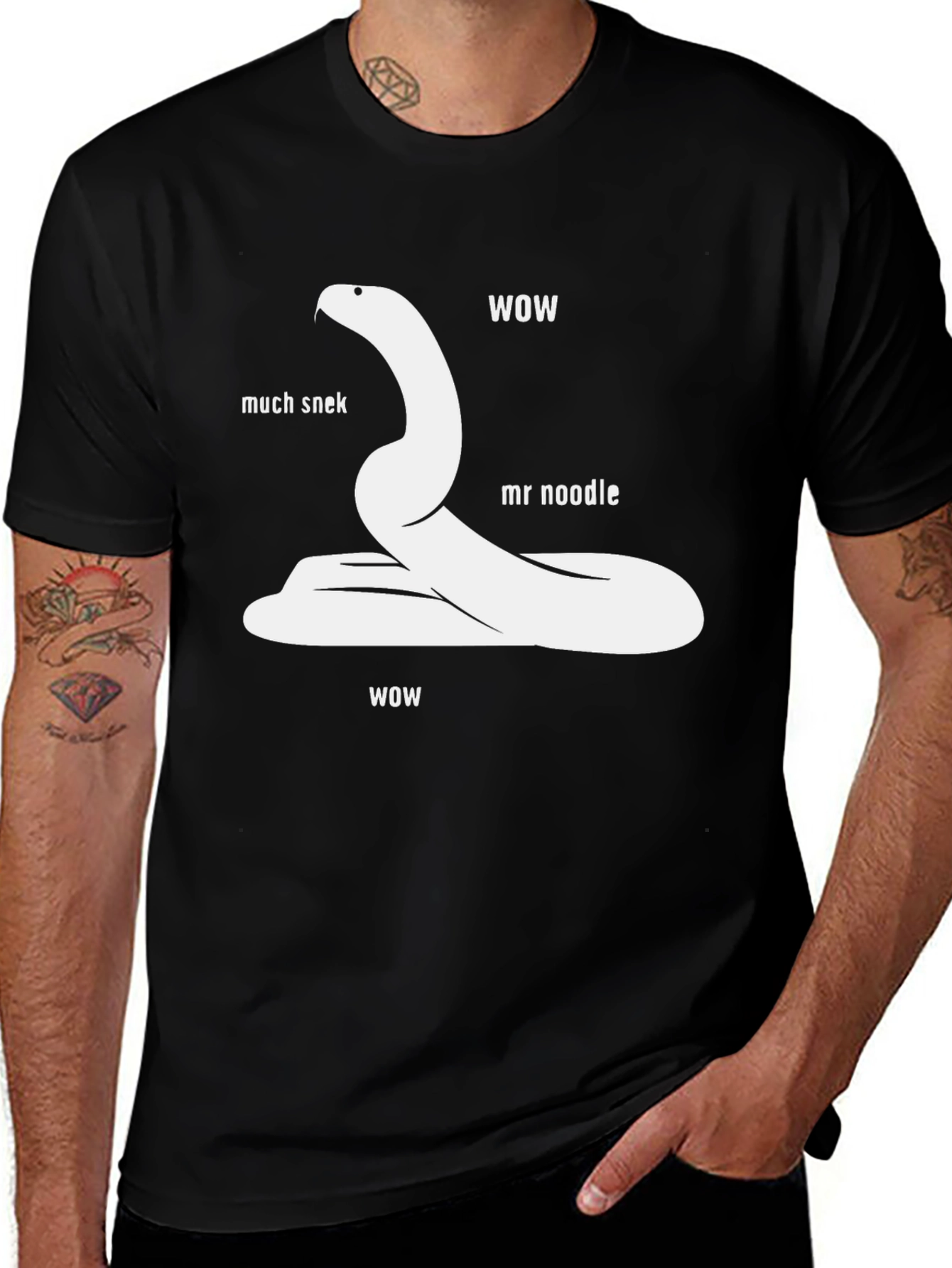 Variant 28 of Funny Snake T-Shirt - Much Snek, Mr. Noodle, WOW!