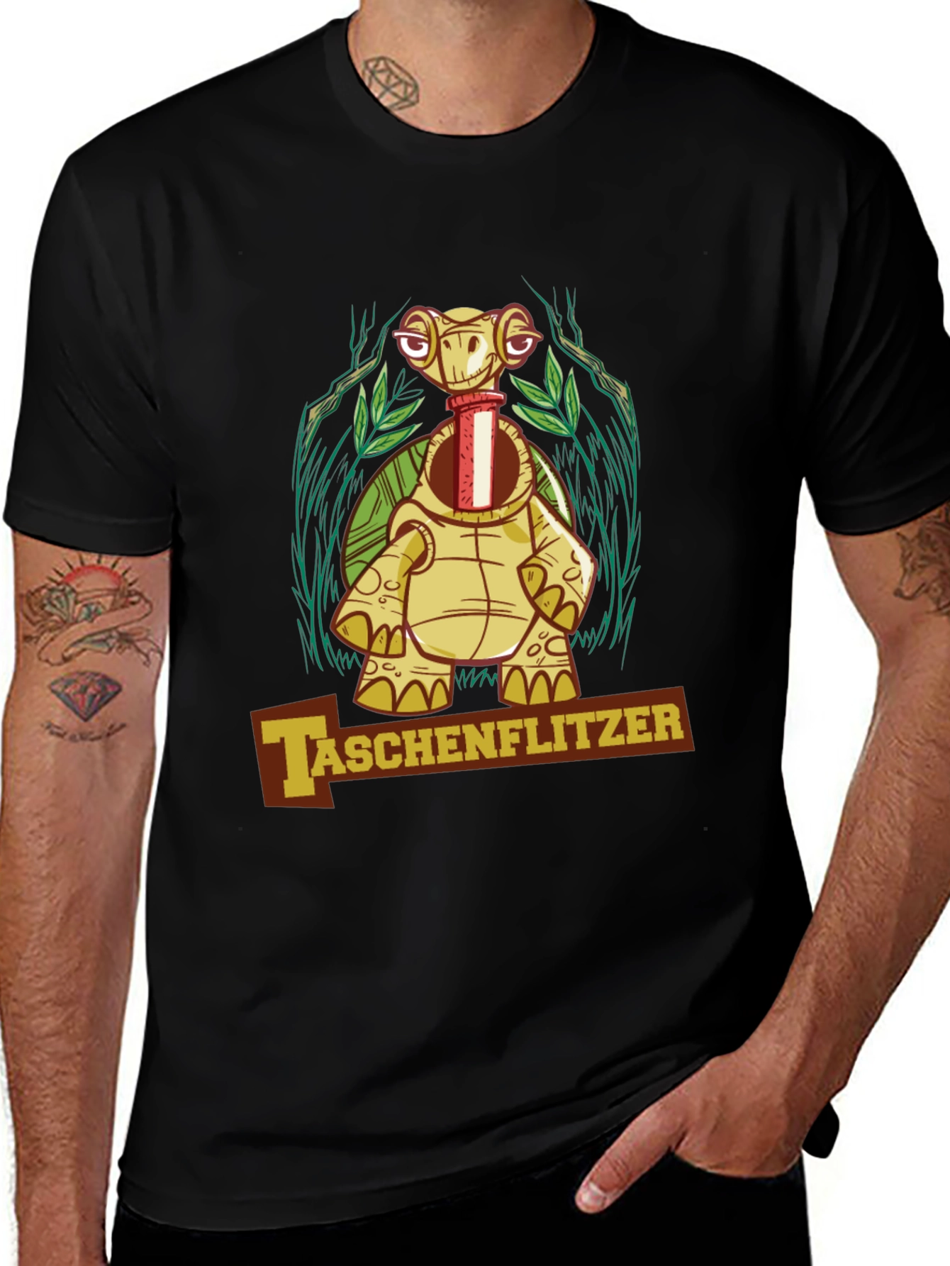 Variant 18 of Taschenflitzer Turtle Graphic Black T-Shirt