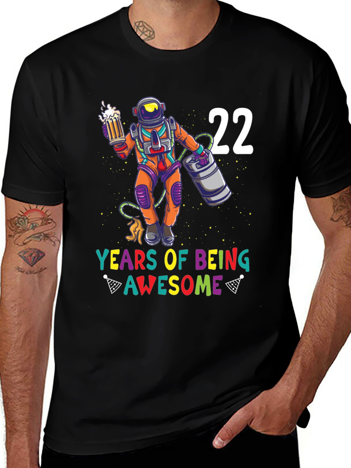 22 Years Of Being Awesome Black T-Shirt