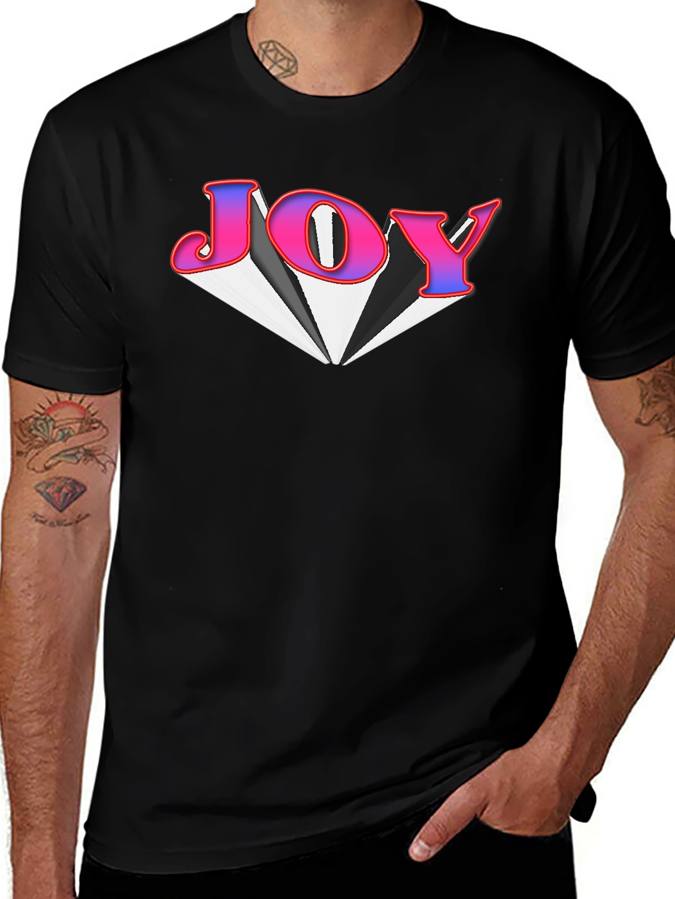 Variant 7 of Joy Graphic Tee - Black Cotton Blend T-Shirt