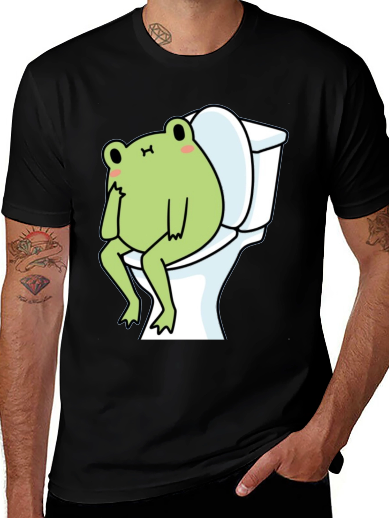 Variant 16 of Frog on Toilet T-Shirt - Funny Cartoon Graphic Tee