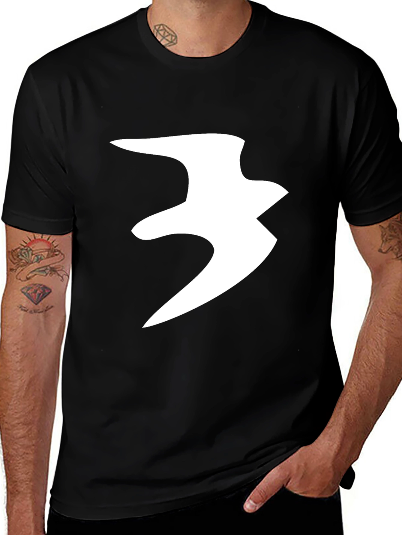 Variant 20 of Abstract Bird Graphic Black T-Shirt