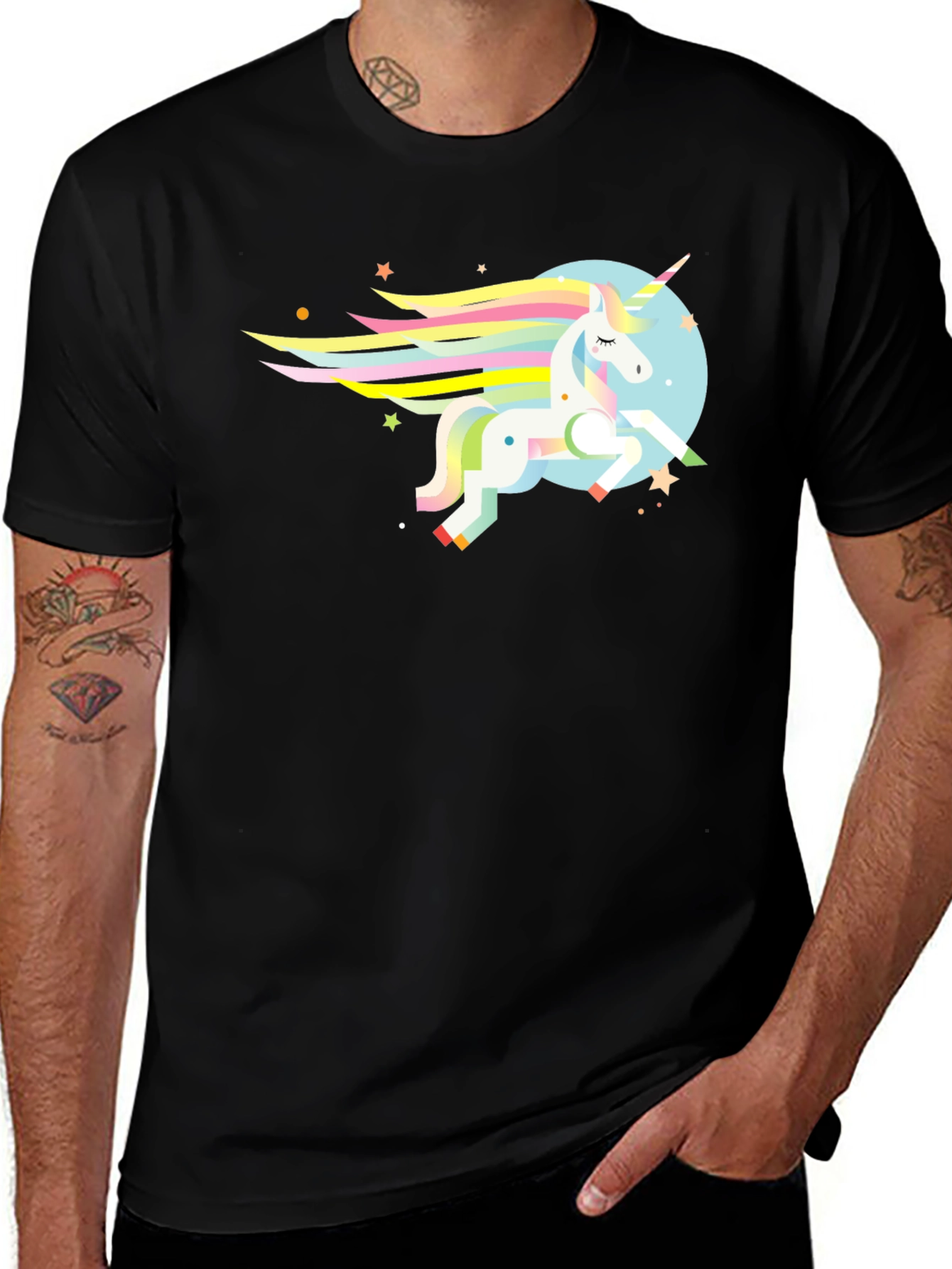 Variant 16 of Magical Unicorn Graphic Tee - Black Cotton T-Shirt