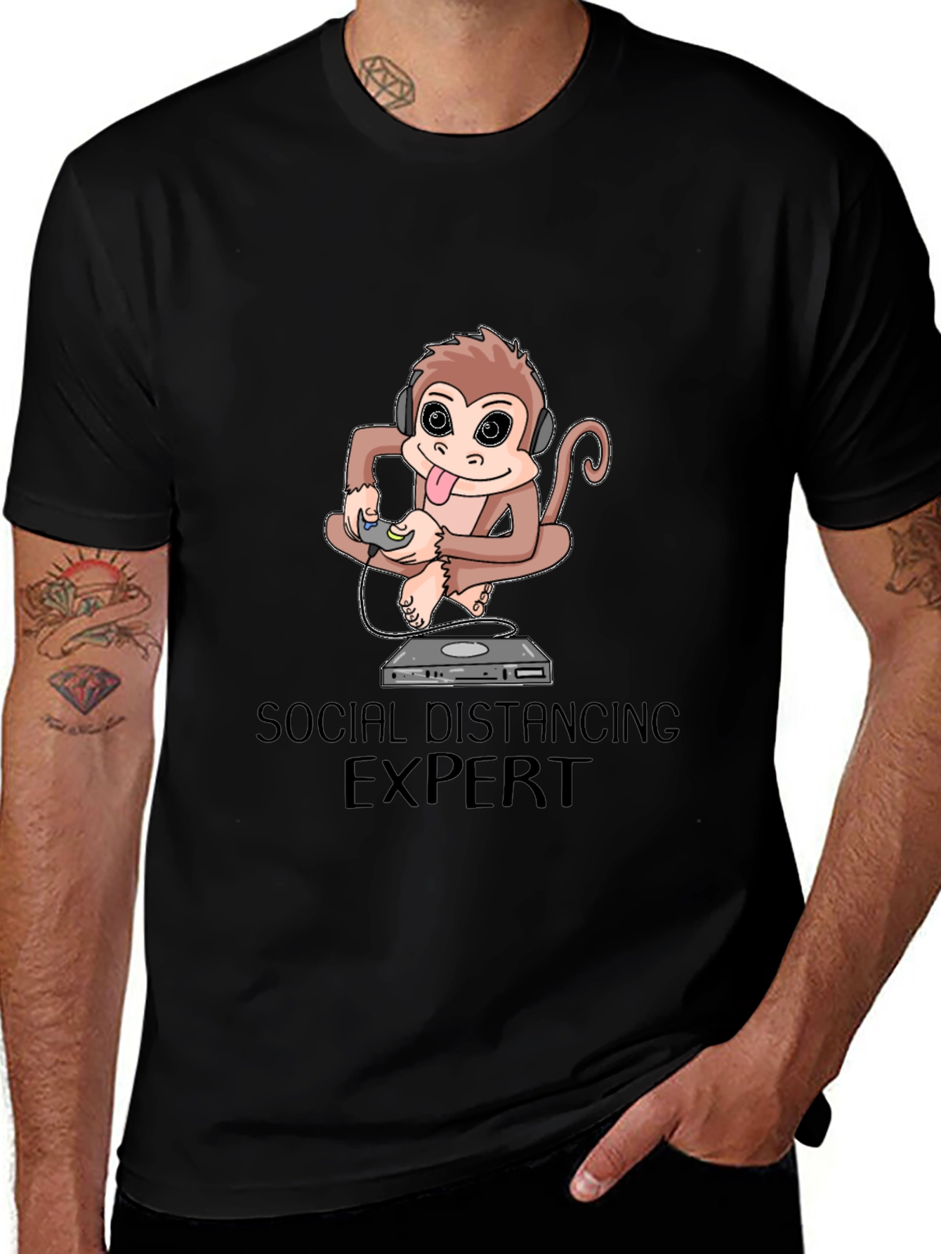 Variant 10 of Social Distancing Expert Monkey Graphic Tee