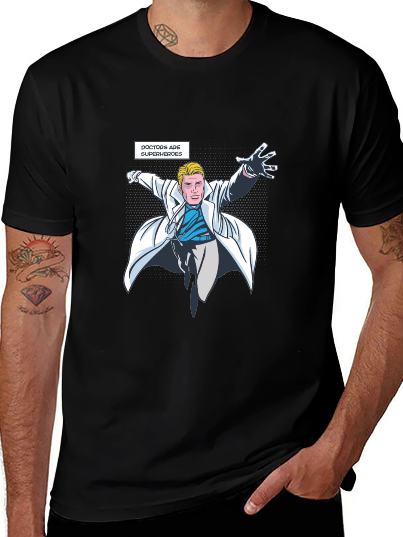 Variant 25 of Doctor Superhero T-Shirt - Black Graphic Tee