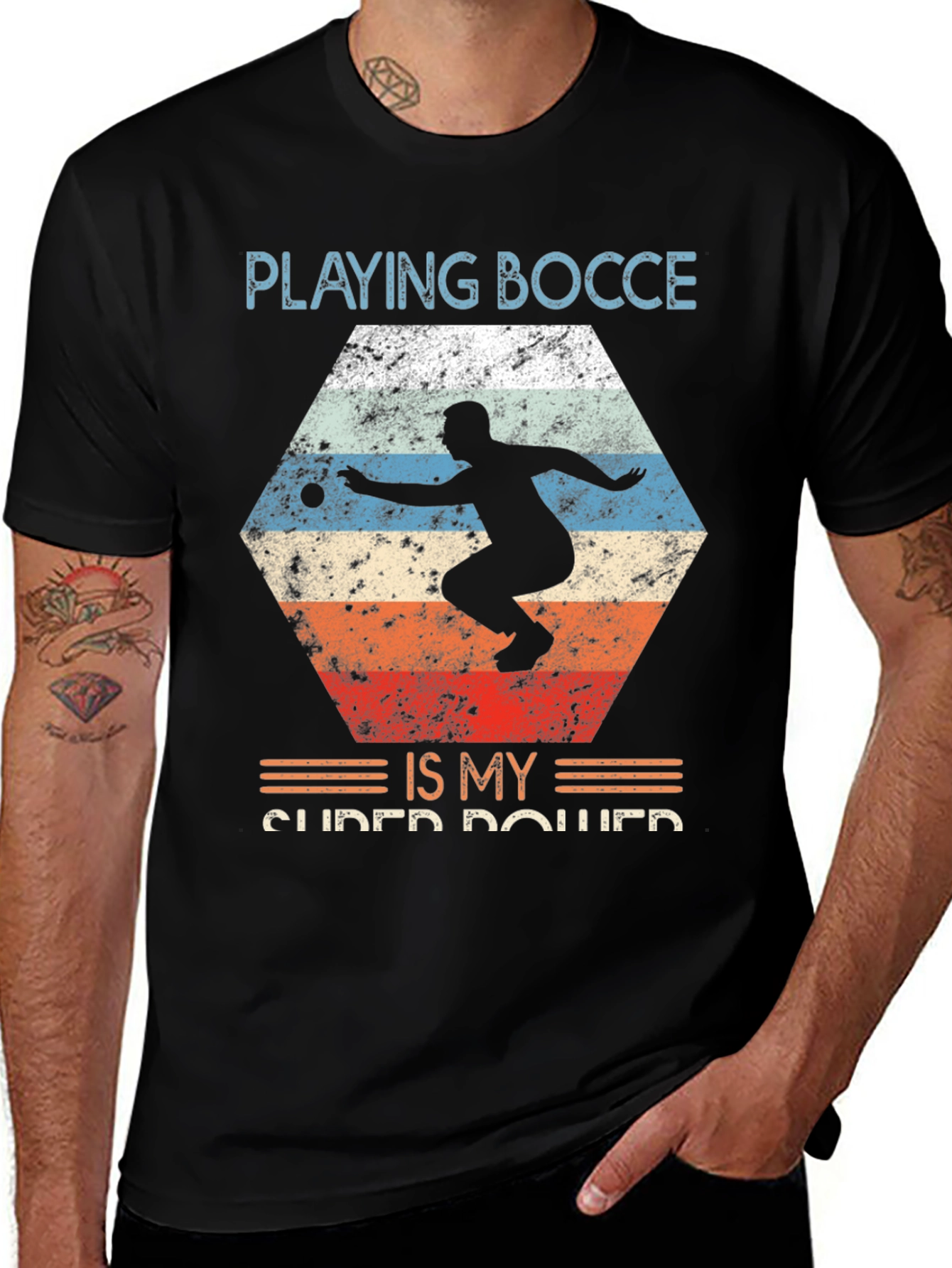 Variant 25 of Playing Bocce Is My Super Power Graphic Tee