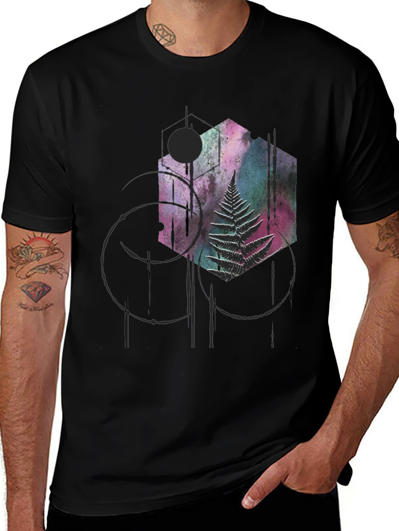 Variant 28 of Geometric Fern Graphic Tee - Modern Style