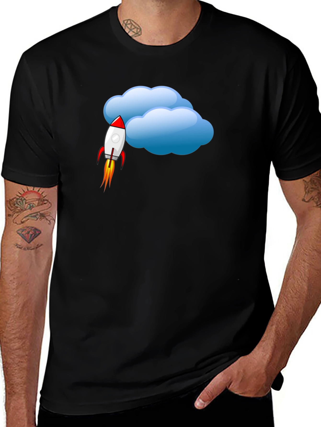 Variant 12 of Rocket Cloud Graphic T-Shirt - Soft Cotton Blend