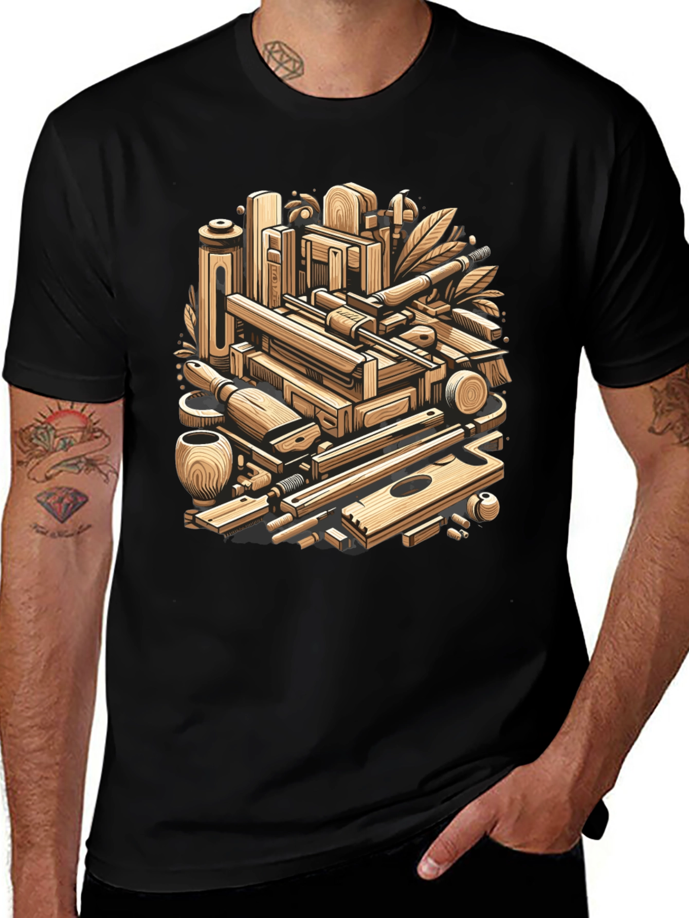 Variant 8 of Artisan's Tools Graphic T-Shirt - Woodworking Design