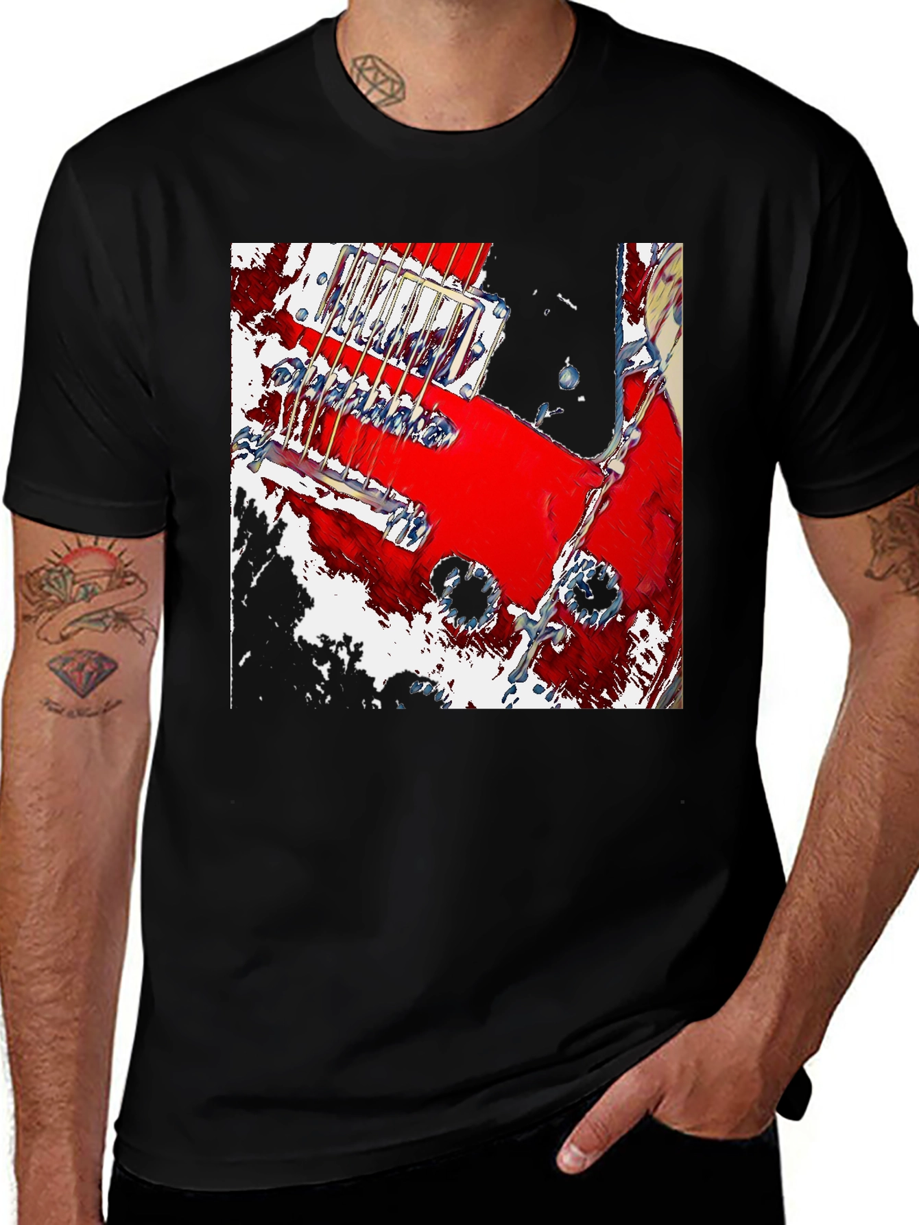 Variant 3 of Abstract Guitar Graphic Tee - Black