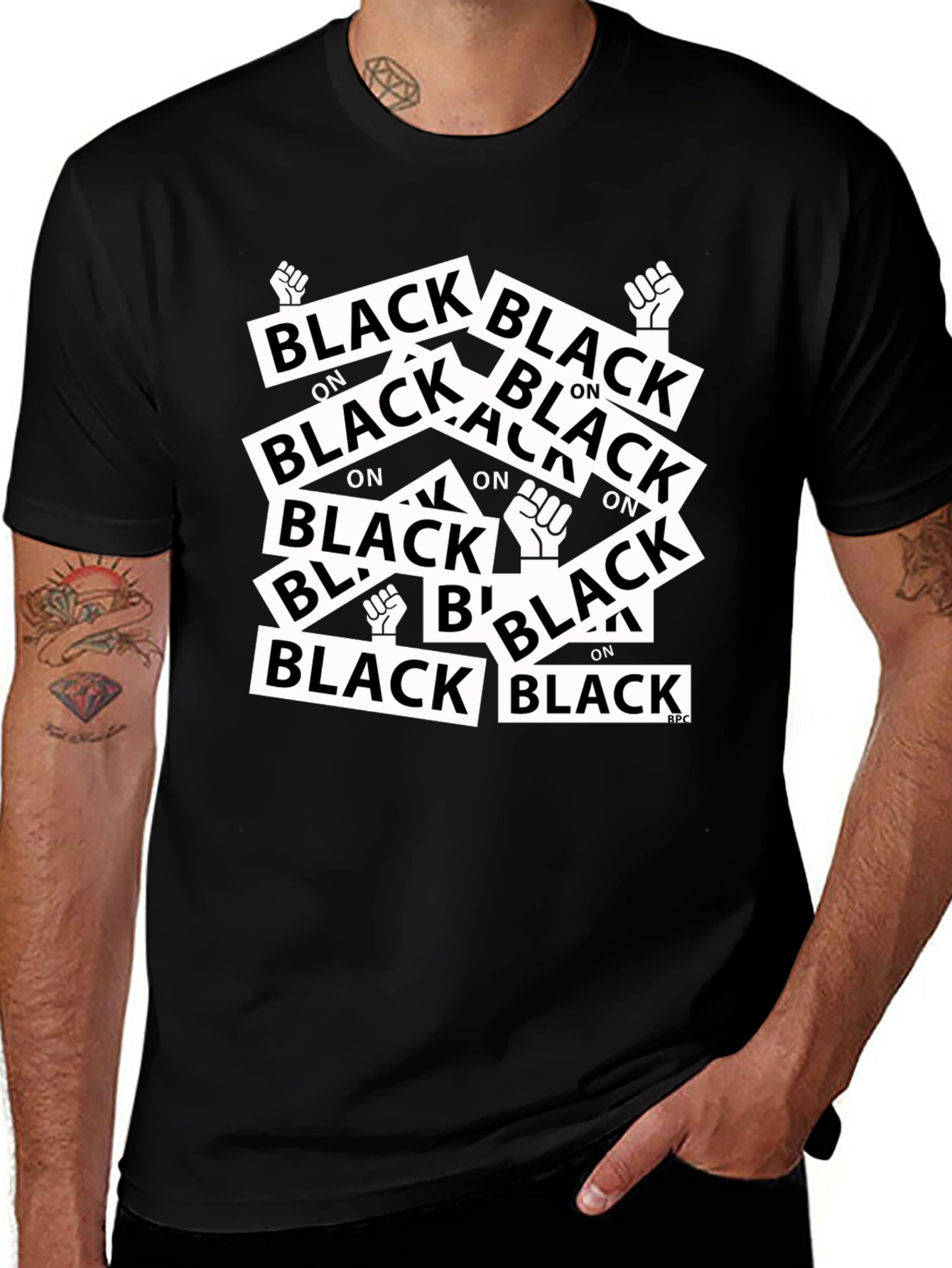 Variant 24 of Black on Black Graphic Tee - Men's Fashion