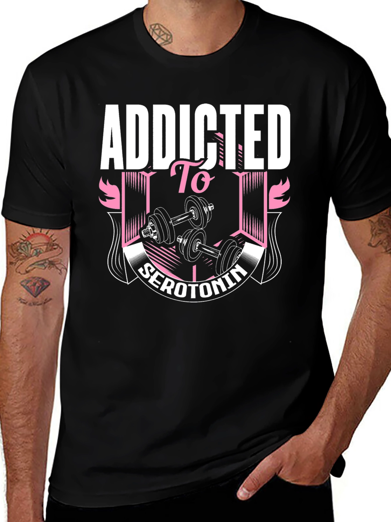 Variant 28 of Addicted To Serotonin Gym Workout Black T-Shirt