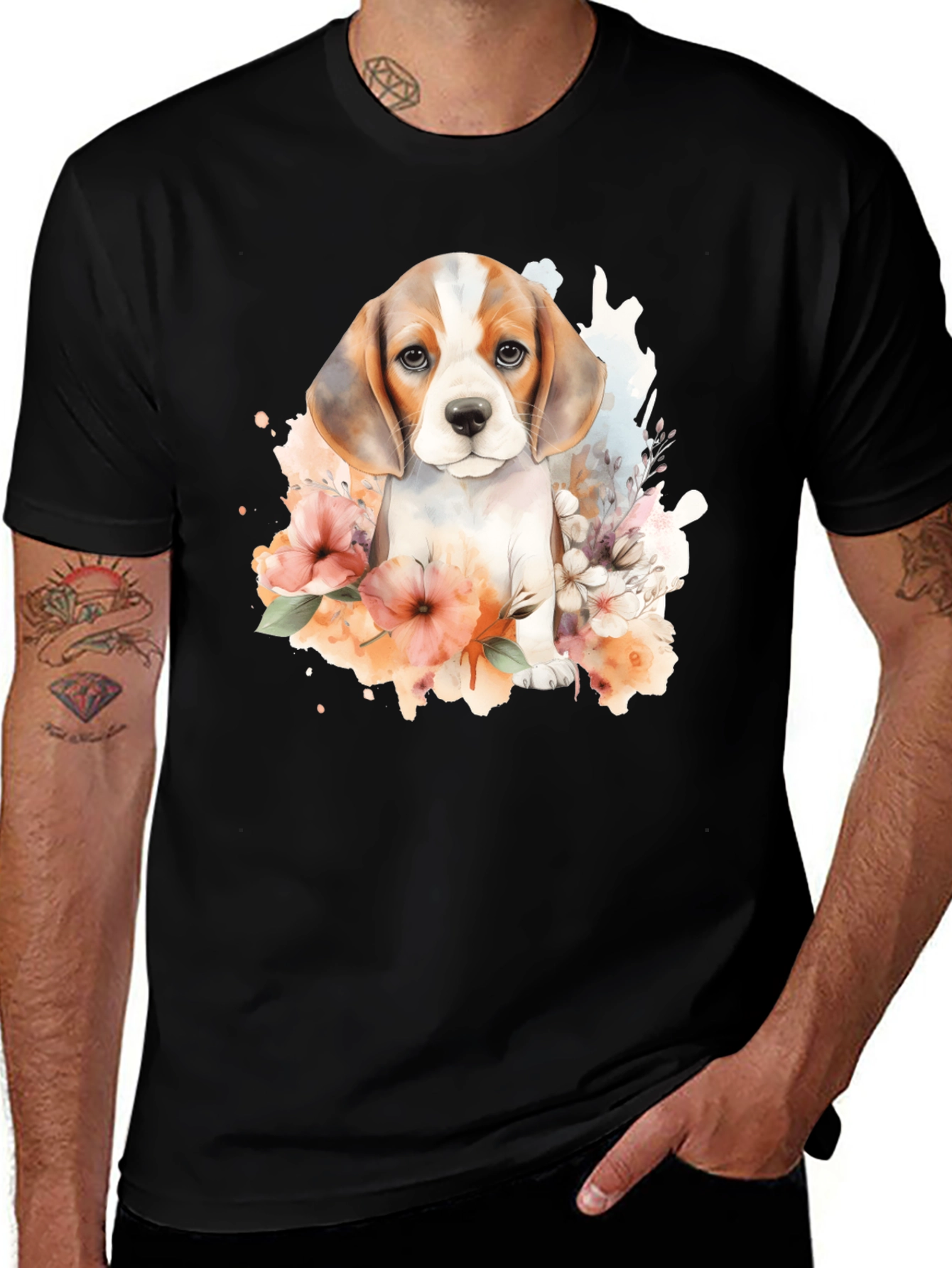 Variant 21 of Beagle Puppy Floral T-Shirt