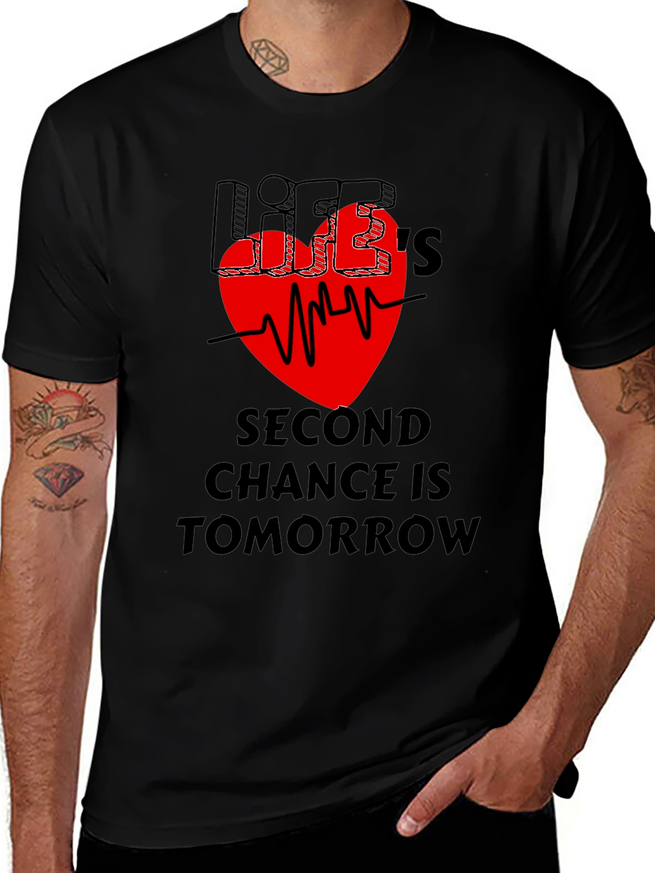 Variant 24 of Life's Second Chance Graphic T-Shirt - Black