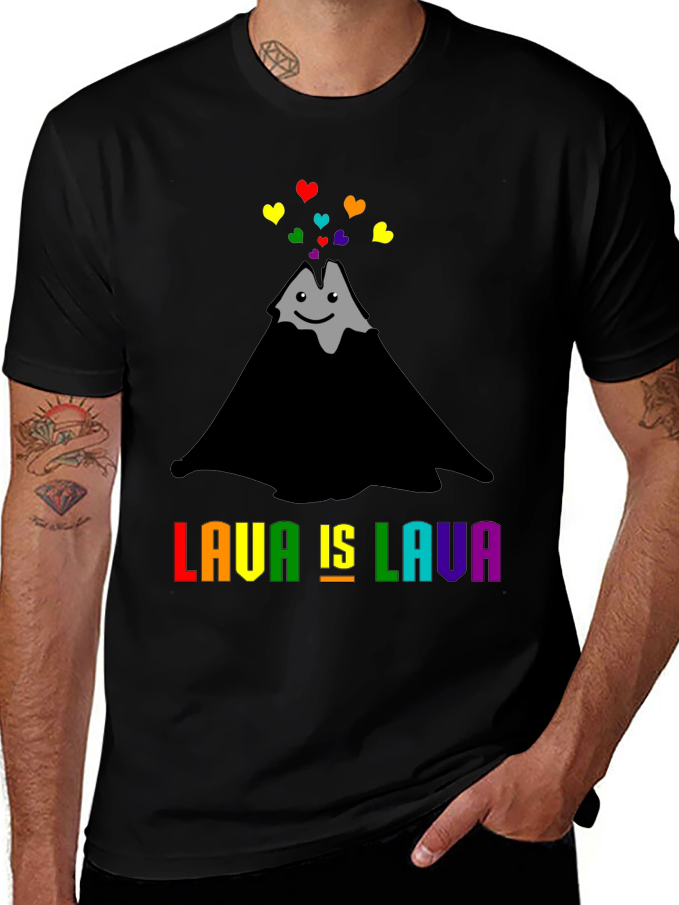 Lava is Lava Rainbow Heart Volcano T-Shirt
