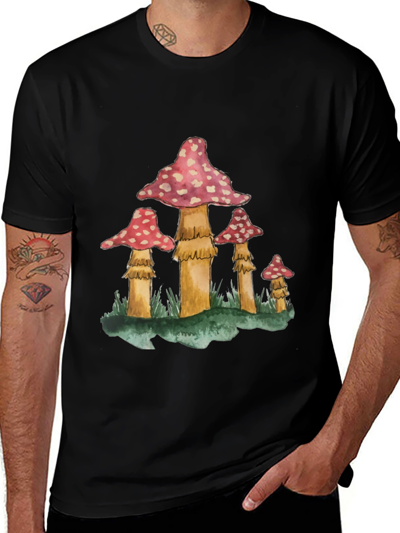 Variant 4 of Mushroom Graphic Tee - Whimsical Print Shirt