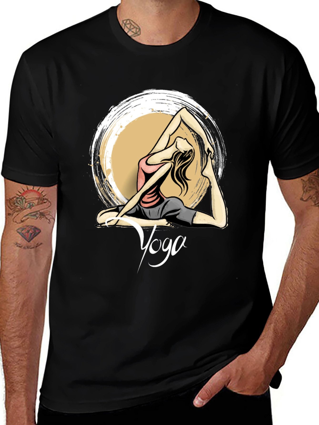 Yoga Pose Graphic Black T-Shirt