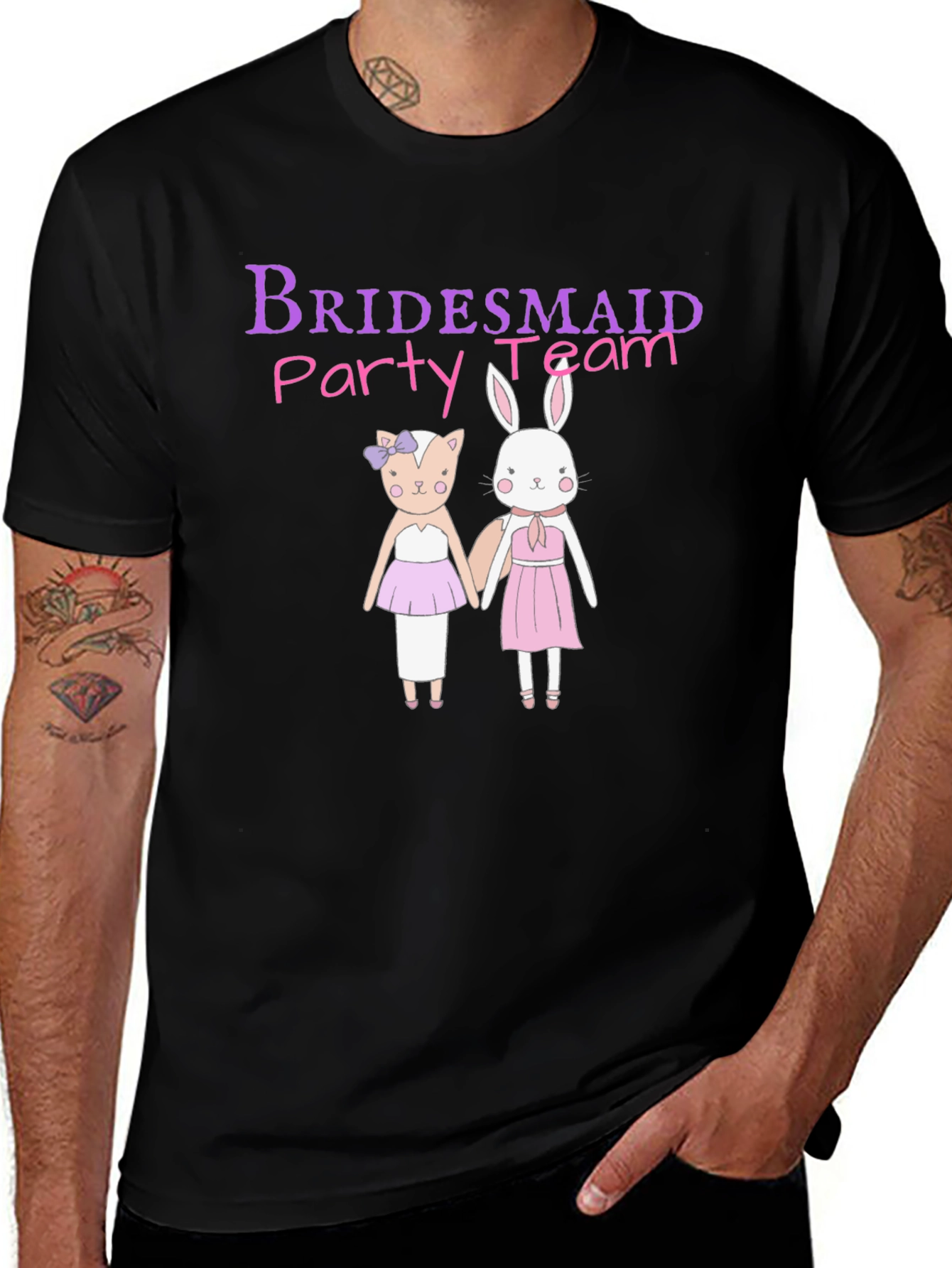 Variant 12 of Bridesmaid Party Team Cartoon Graphic Tee