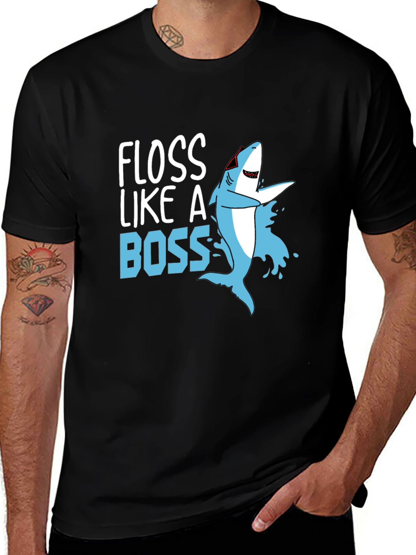 Floss Like A Boss Shark Graphic T-Shirt
