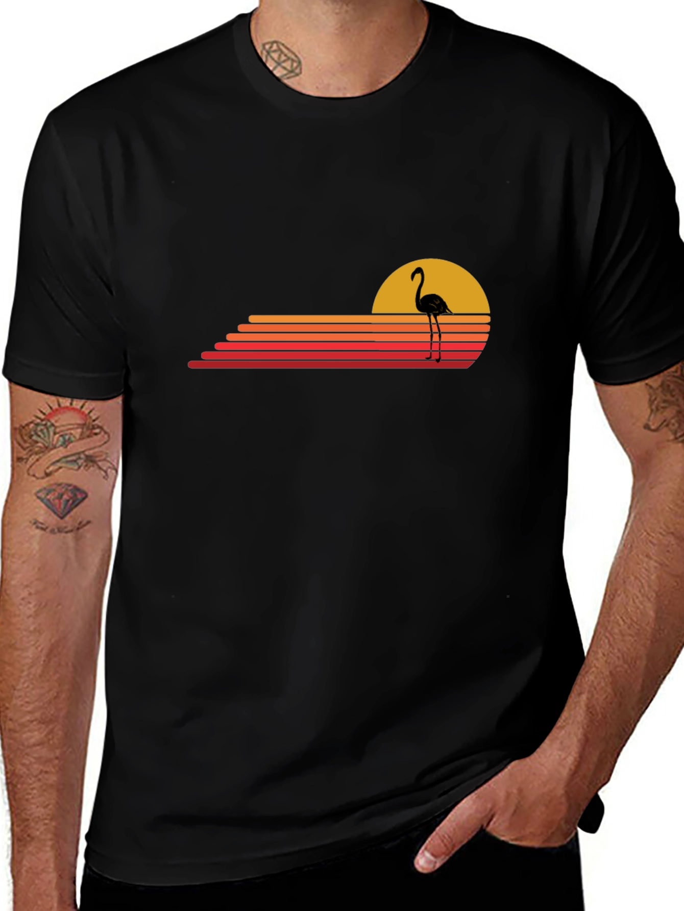 Variant 25 of Retro Flamingo Sunset Graphic Tee
