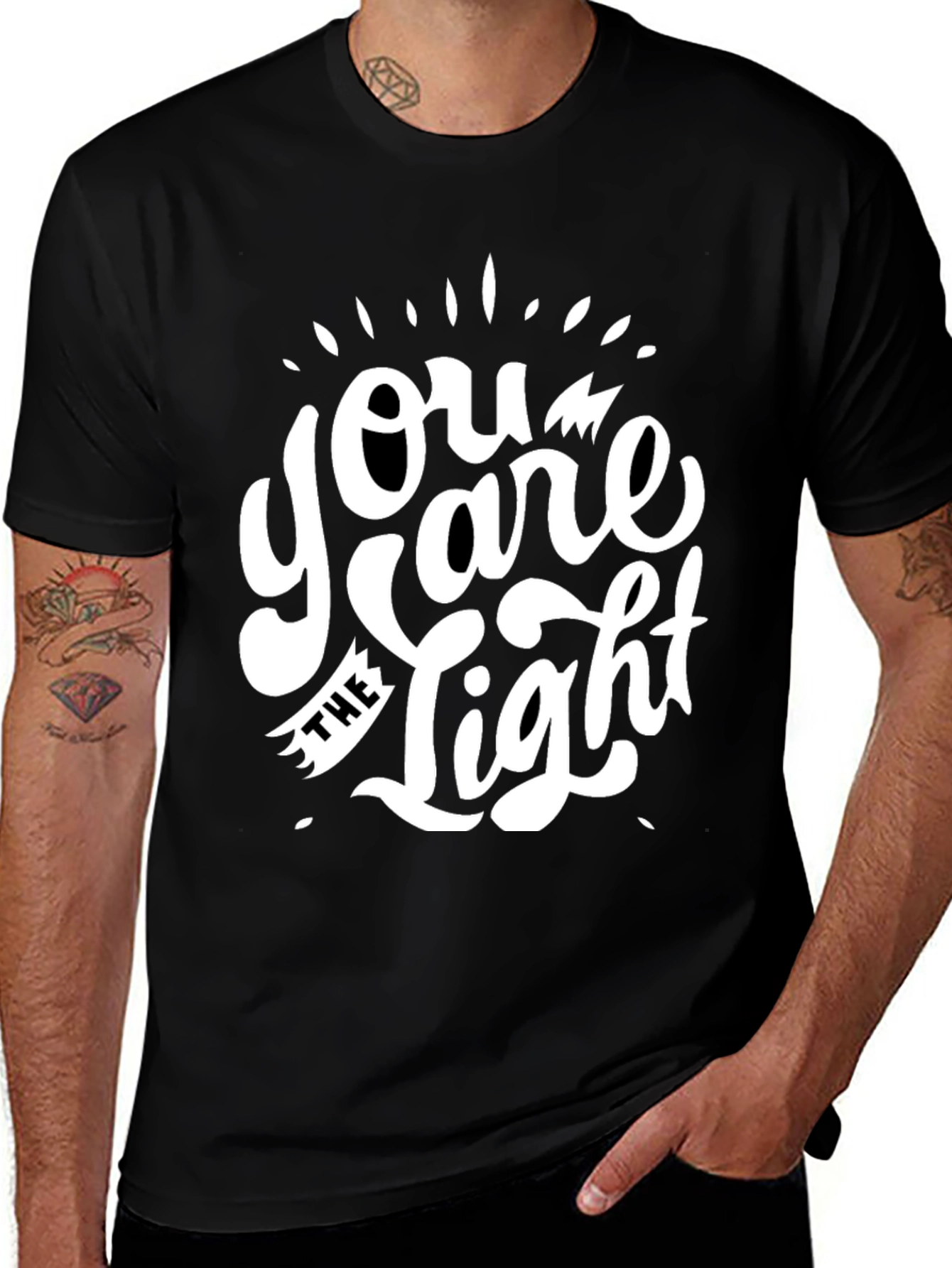 Variant 14 of You are the Light Graphic Tee - Black Cotton Blend