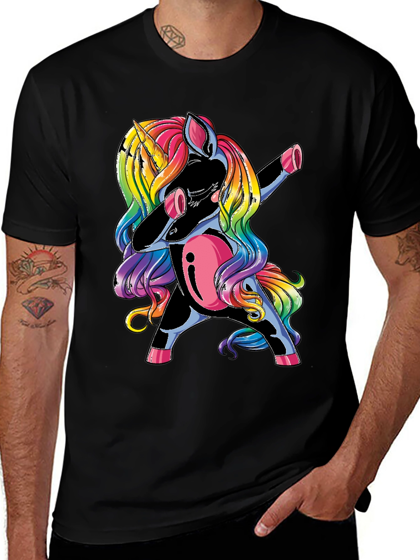 Variant 16 of Unicorn Dabbing Graphic Tee - Men's Black T-Shirt