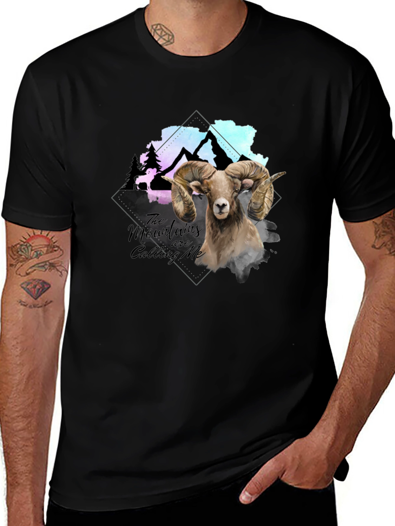 Variant 25 of Mountain Calling Ram Graphic T-Shirt
