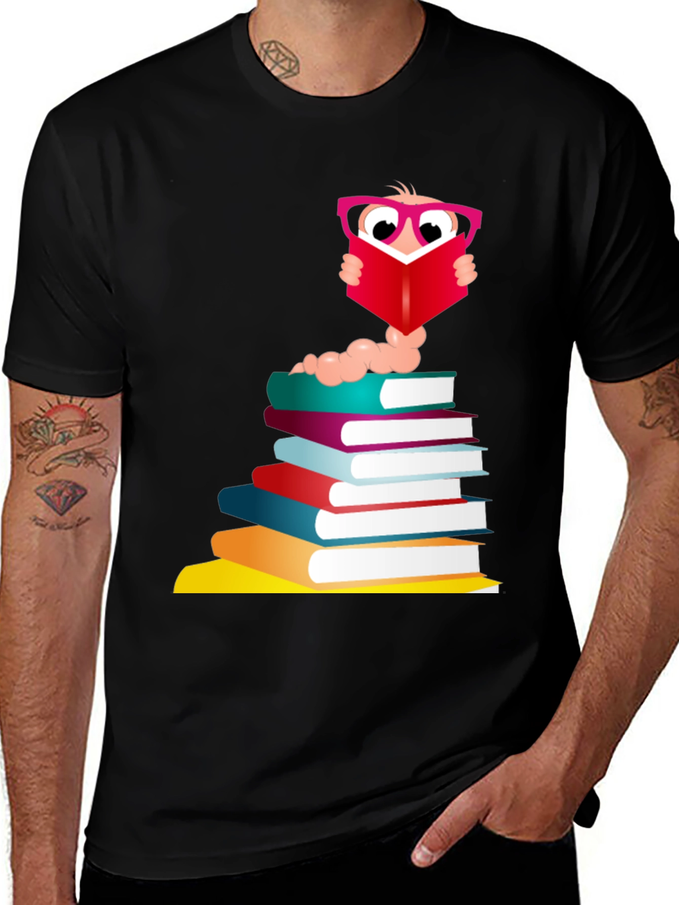 Variant 3 of Bookworm T-Shirt - Cute Reading Worm Design
