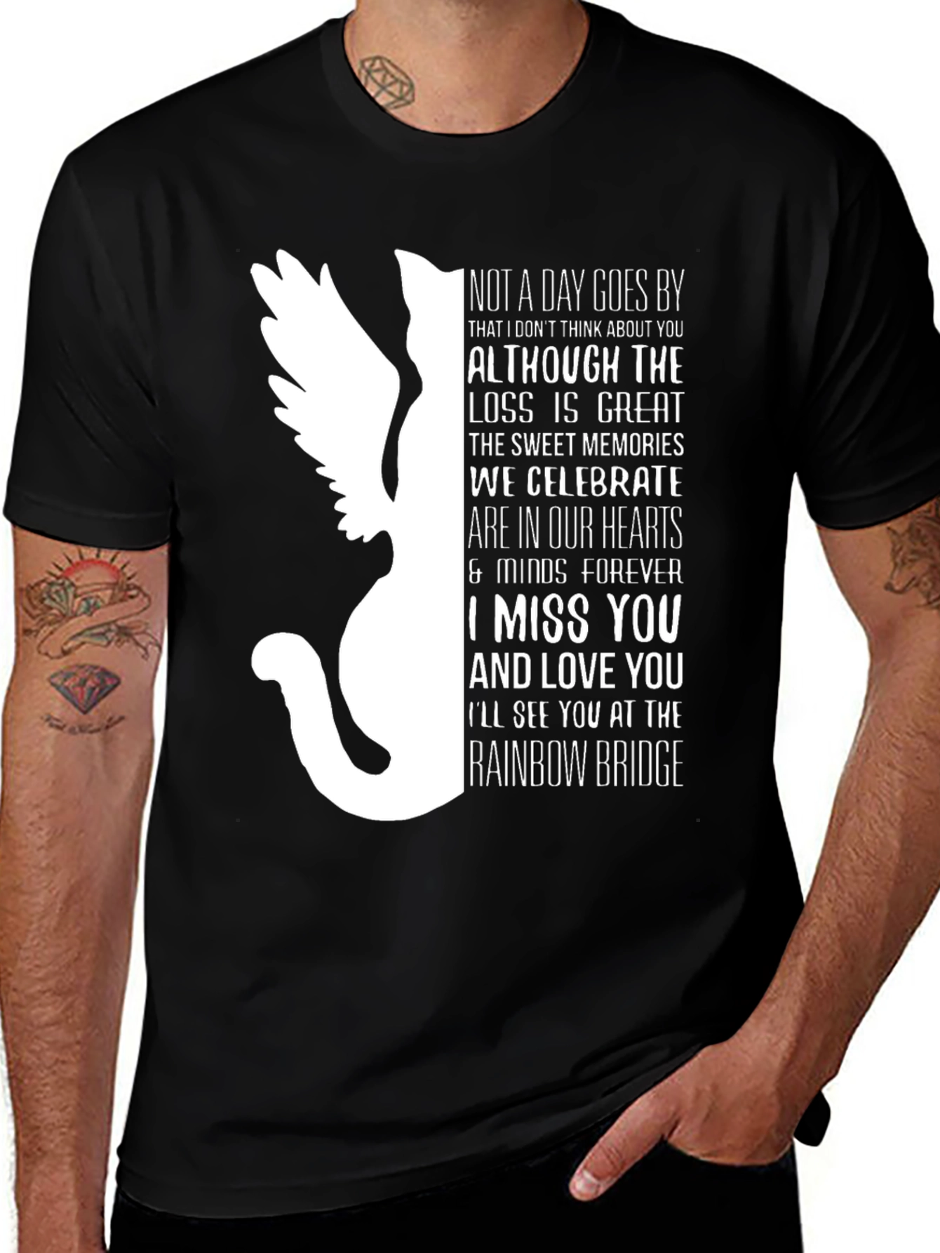 Pet Loss Memorial T-Shirt - Rainbow Bridge Cat