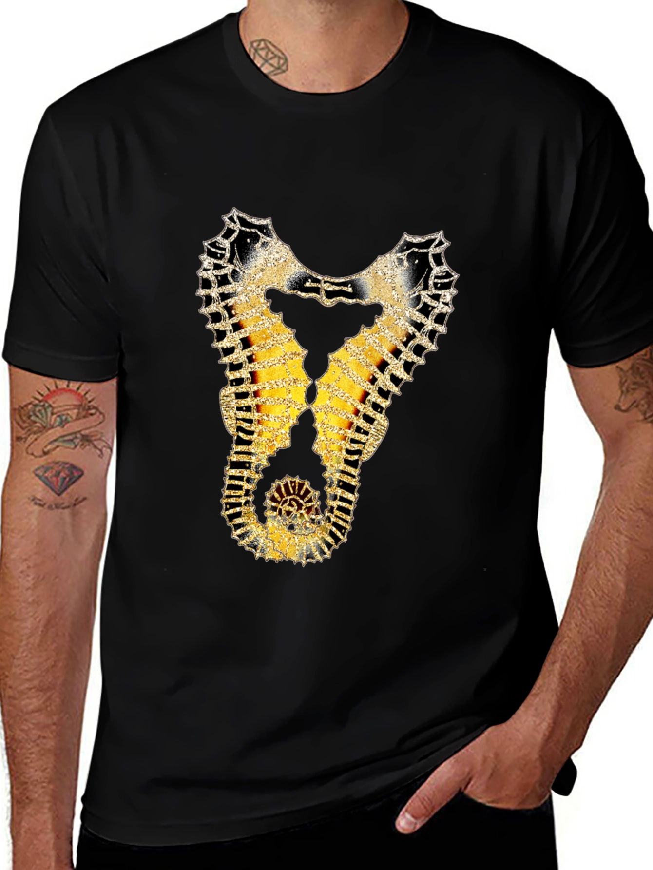Variant 4 of Steampunk Seahorse Graphic Tee - Unique Design