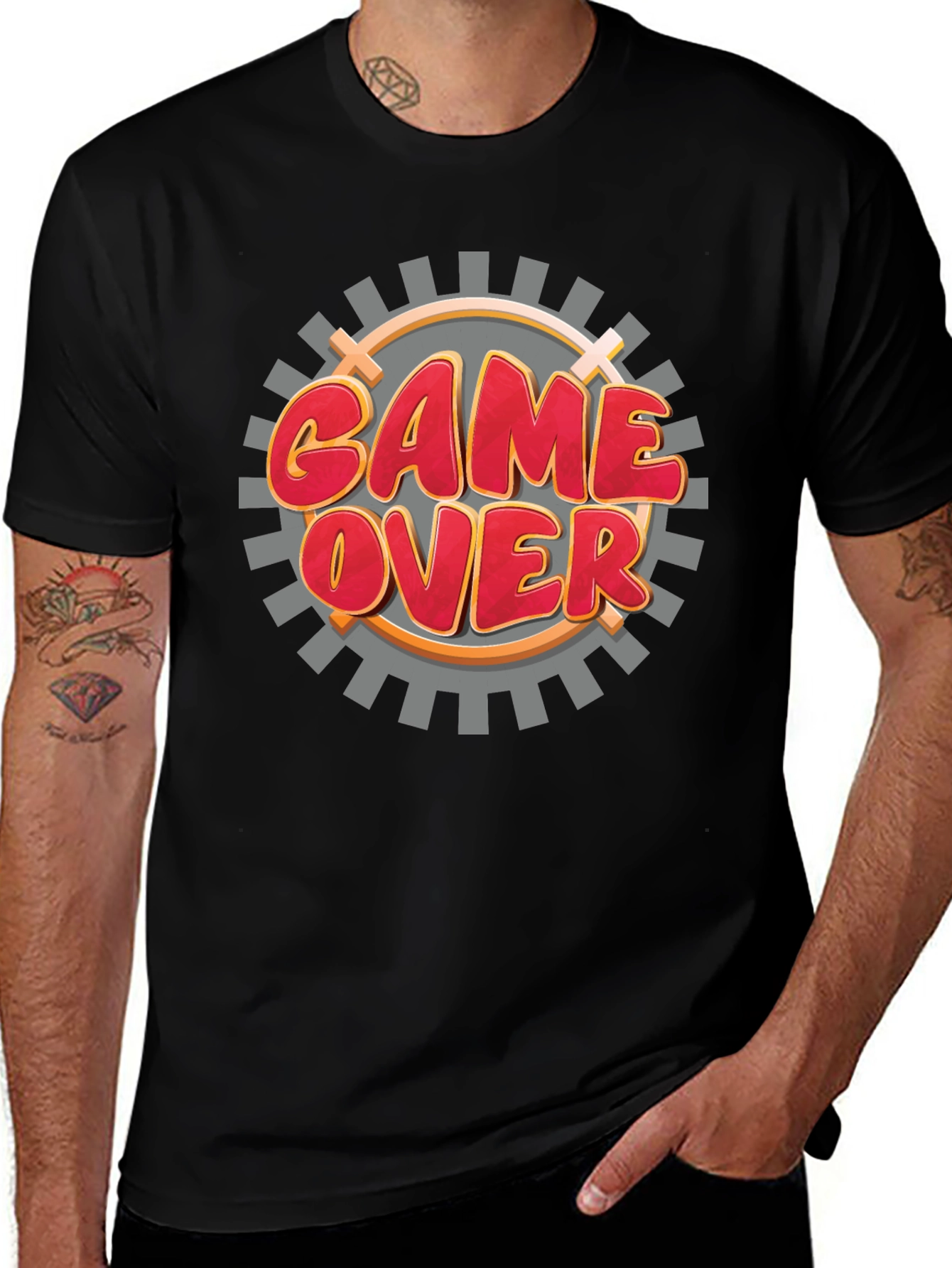 Variant 25 of Game Over Graphic Black T-Shirt for Gamers
