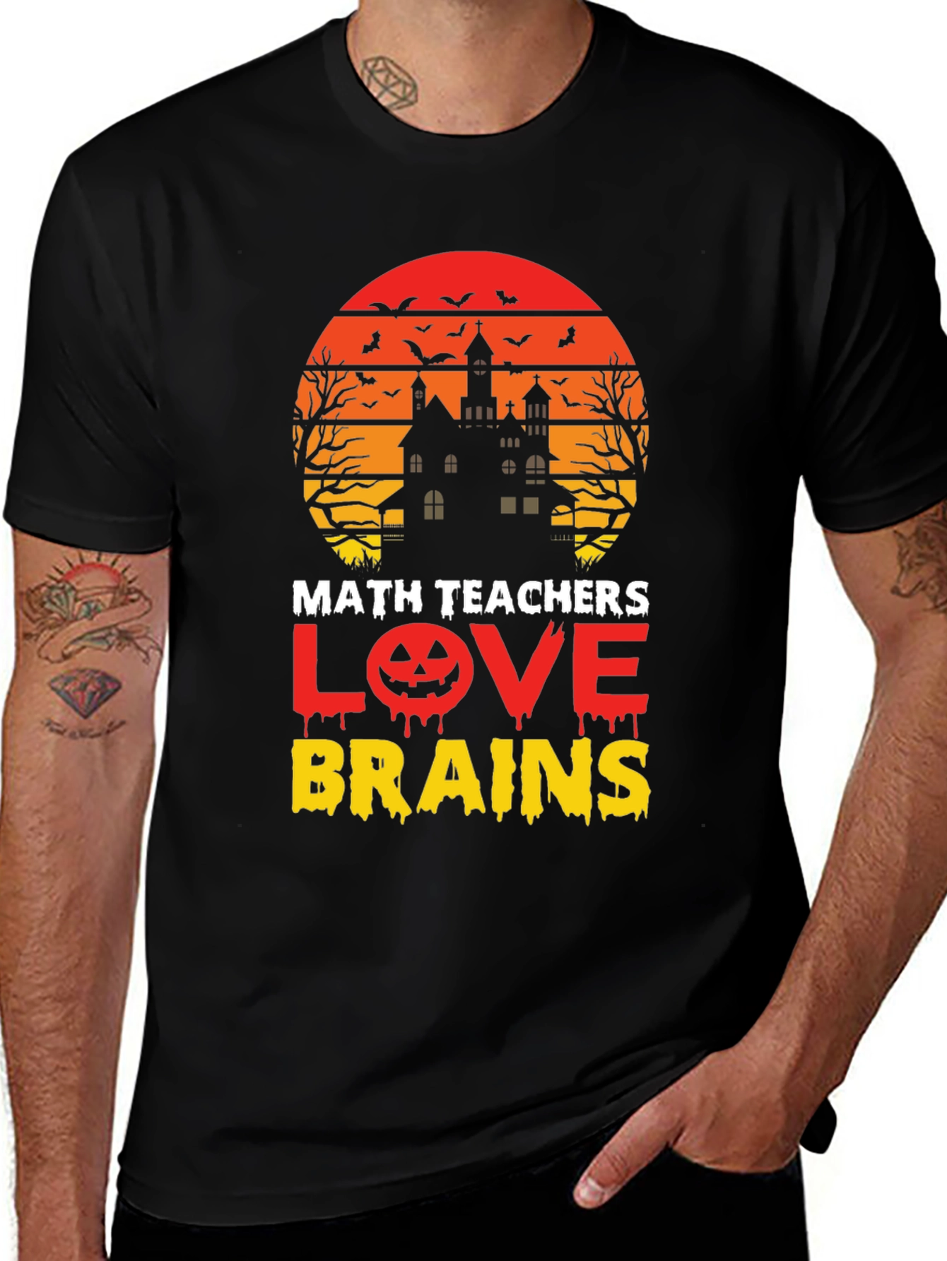 Math Teachers Love Brains Halloween T-Shirt