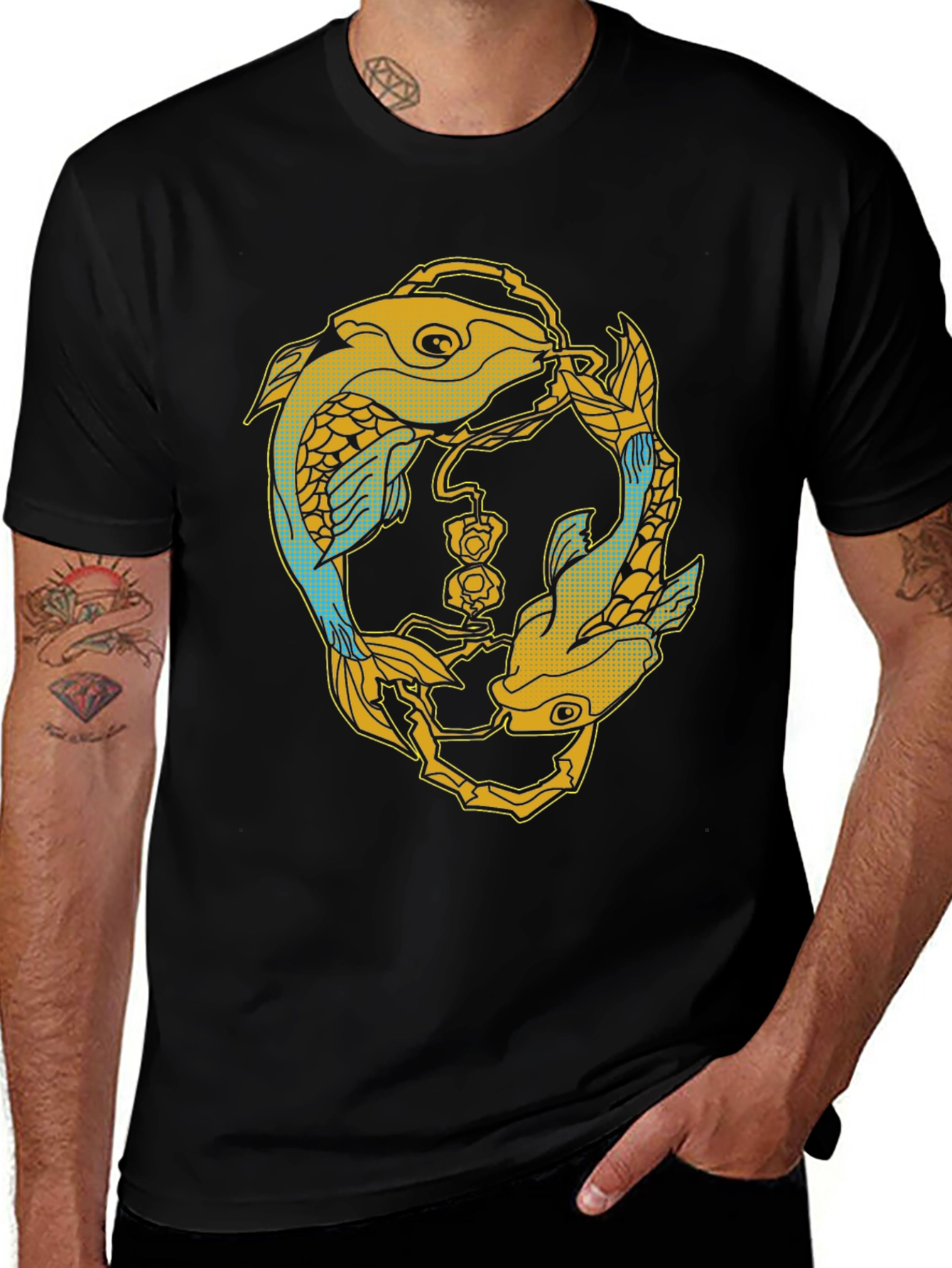 Variant 27 of Koi Fish Graphic Tee - Yin Yang Style