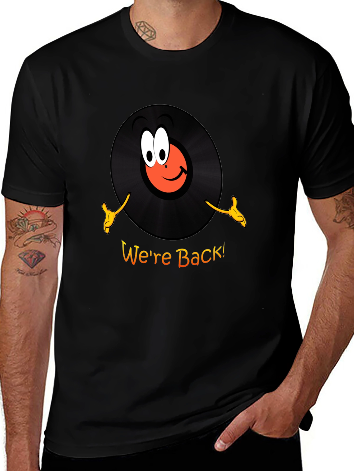Variant 16 of Retro Vinyl Record Cartoon Black T-Shirt