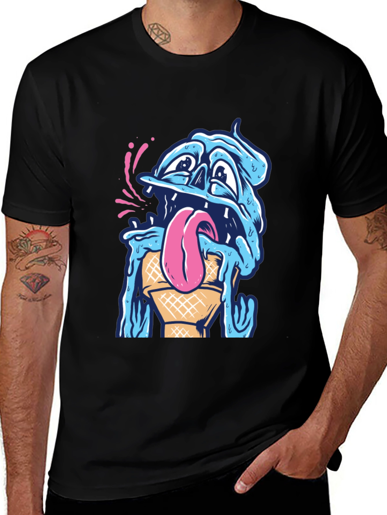 Black Melting Ice Cream Monster Graphic Tee main image