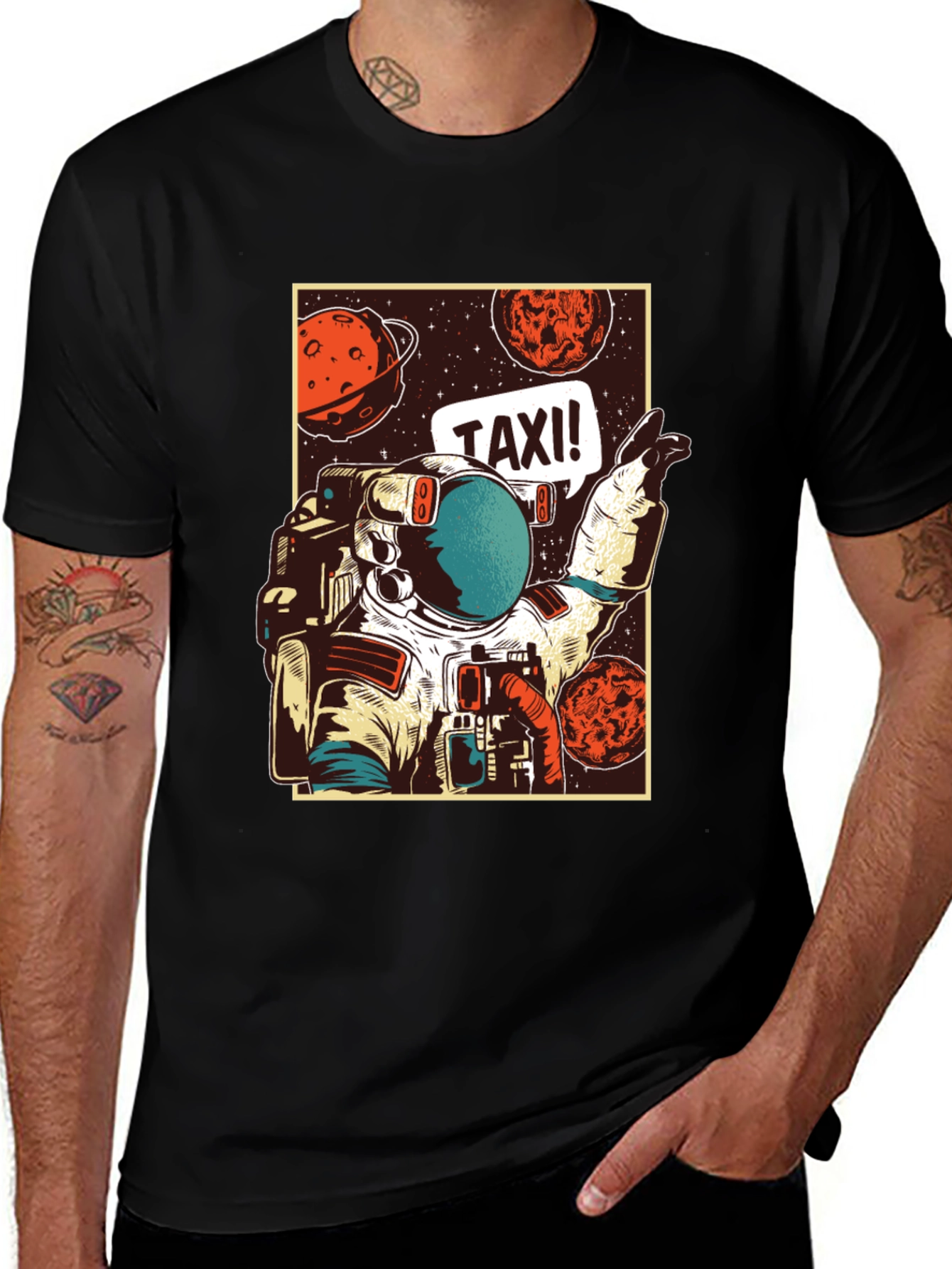 Variant 9 of Astronaut Taxi Graphic T-Shirt - Space Humor Tee