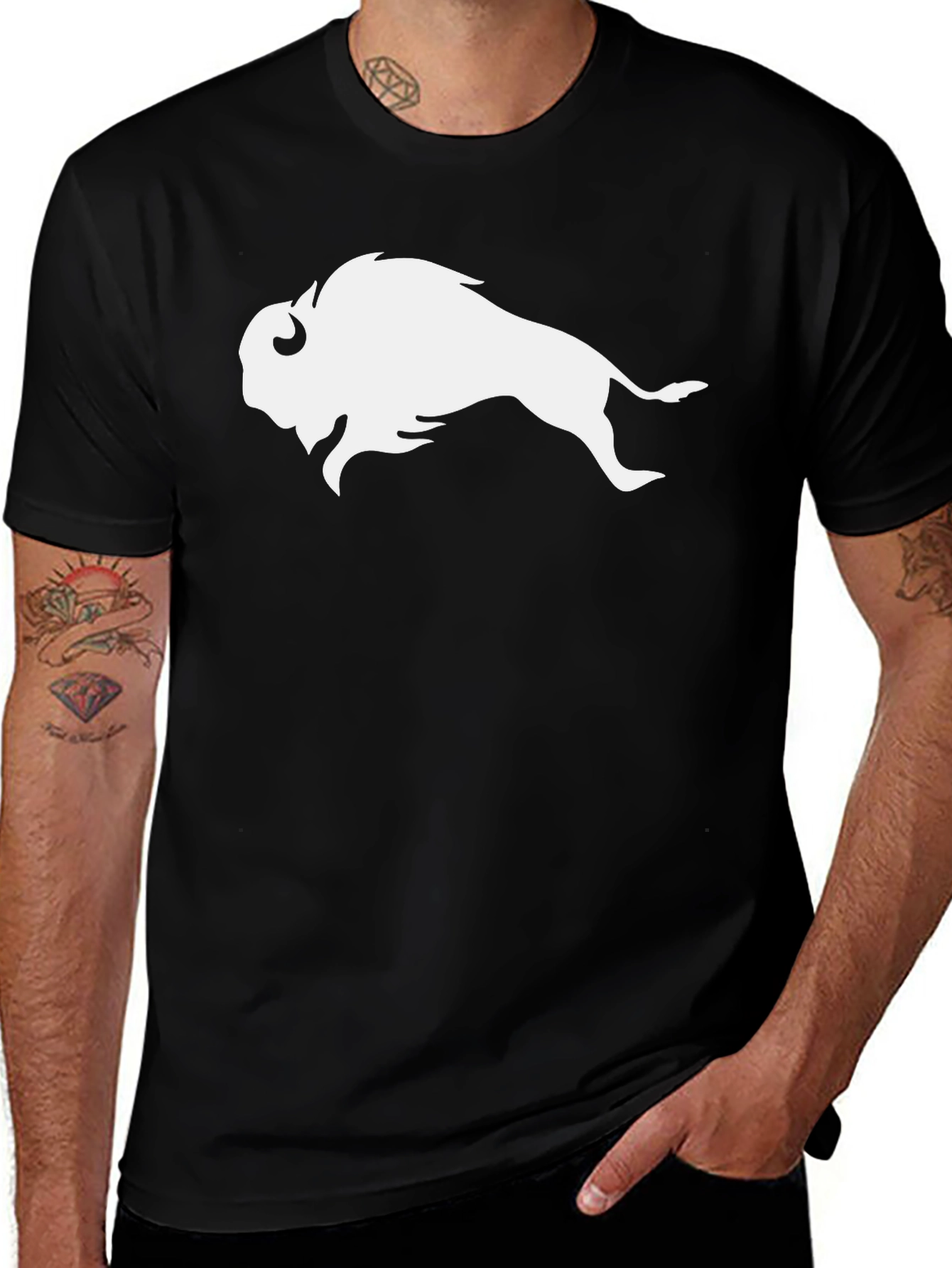 Variant 15 of Buffalo Graphic Tee - Black Cotton T-Shirt