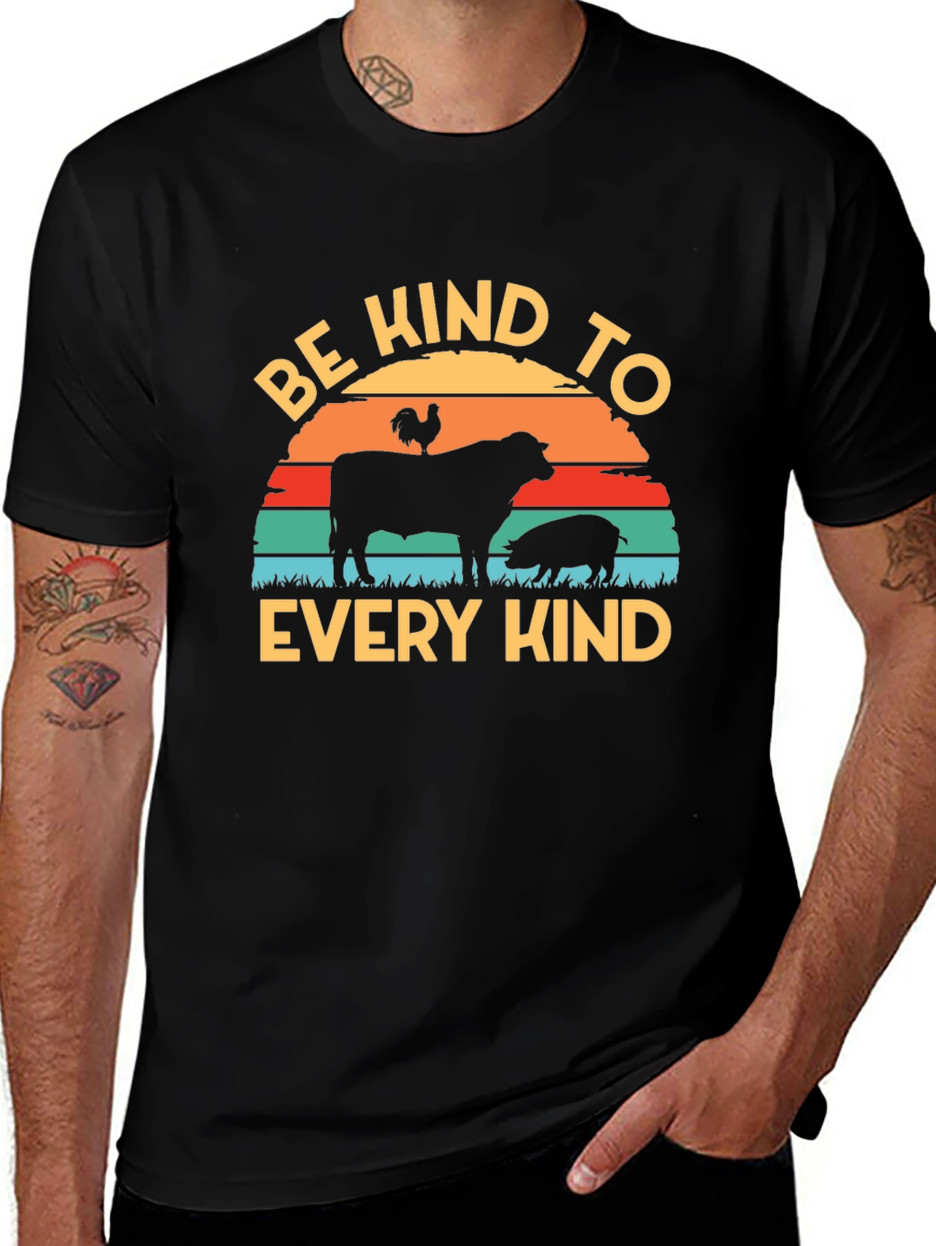 Be Kind T-Shirt - Farm Animal Silhouette Tee