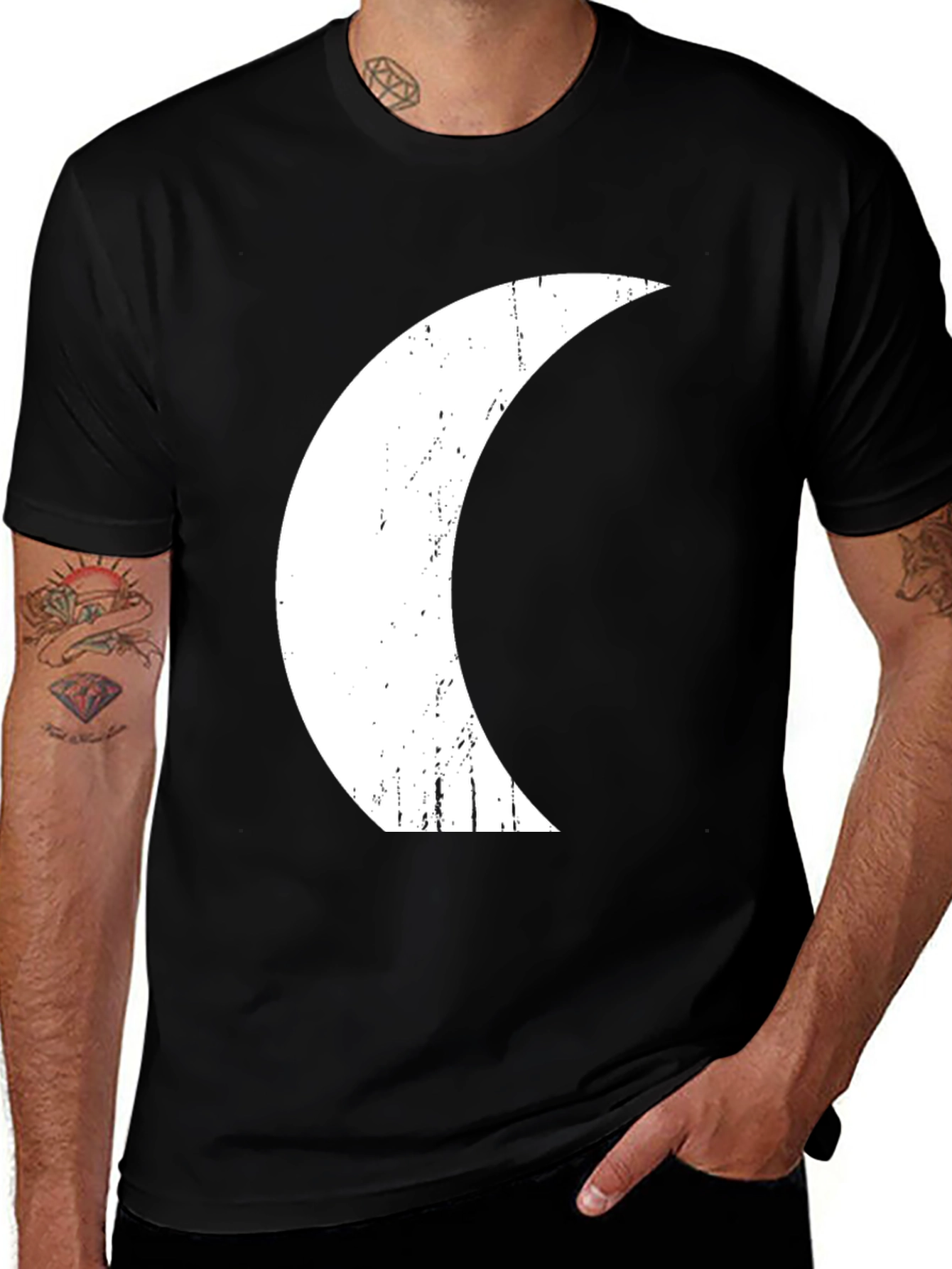 Variant 11 of Crescent Moon Graphic Black T-Shirt