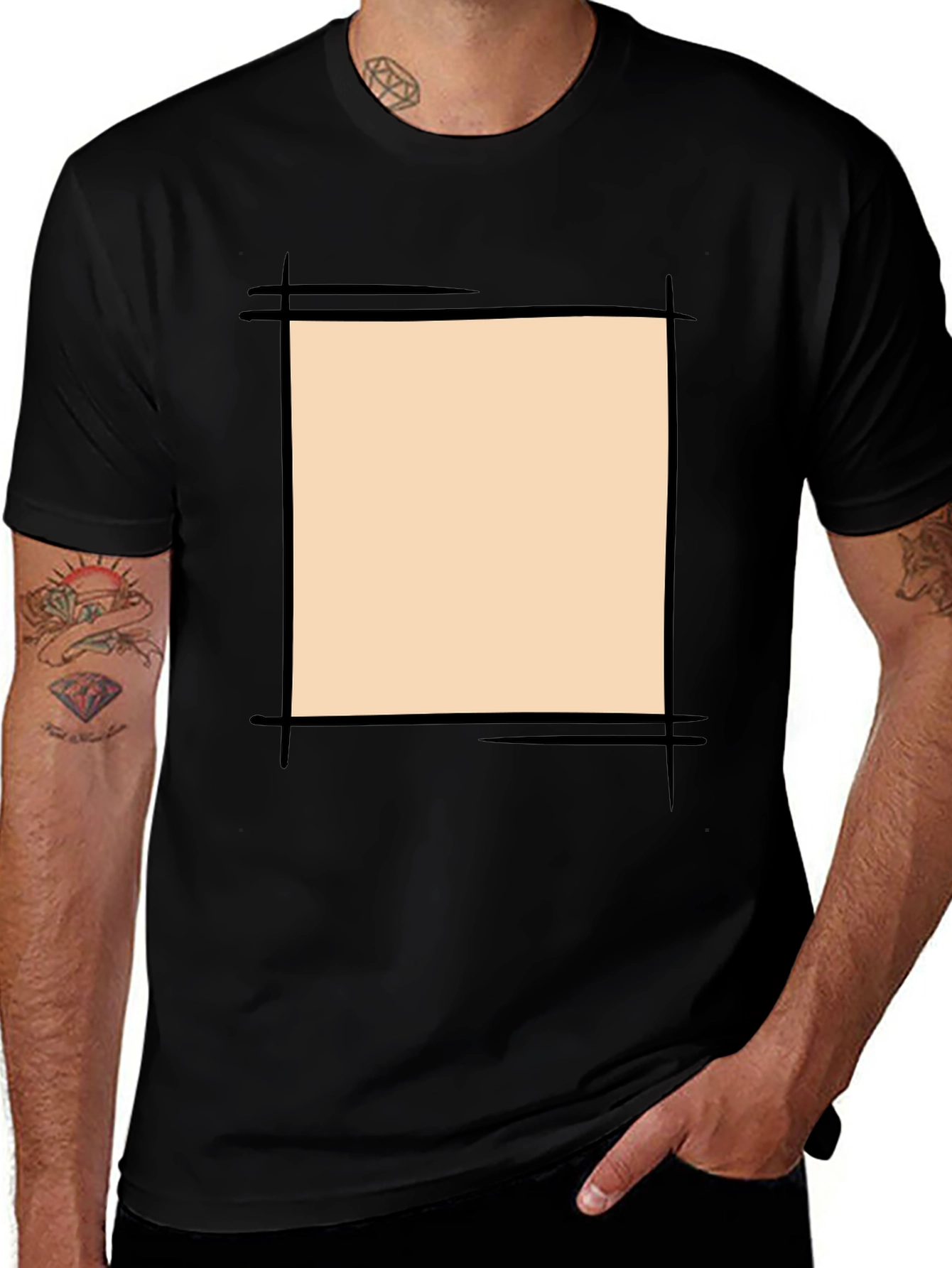 Variant 30 of Modern Graphic Tee - Black T-Shirt with Box Design