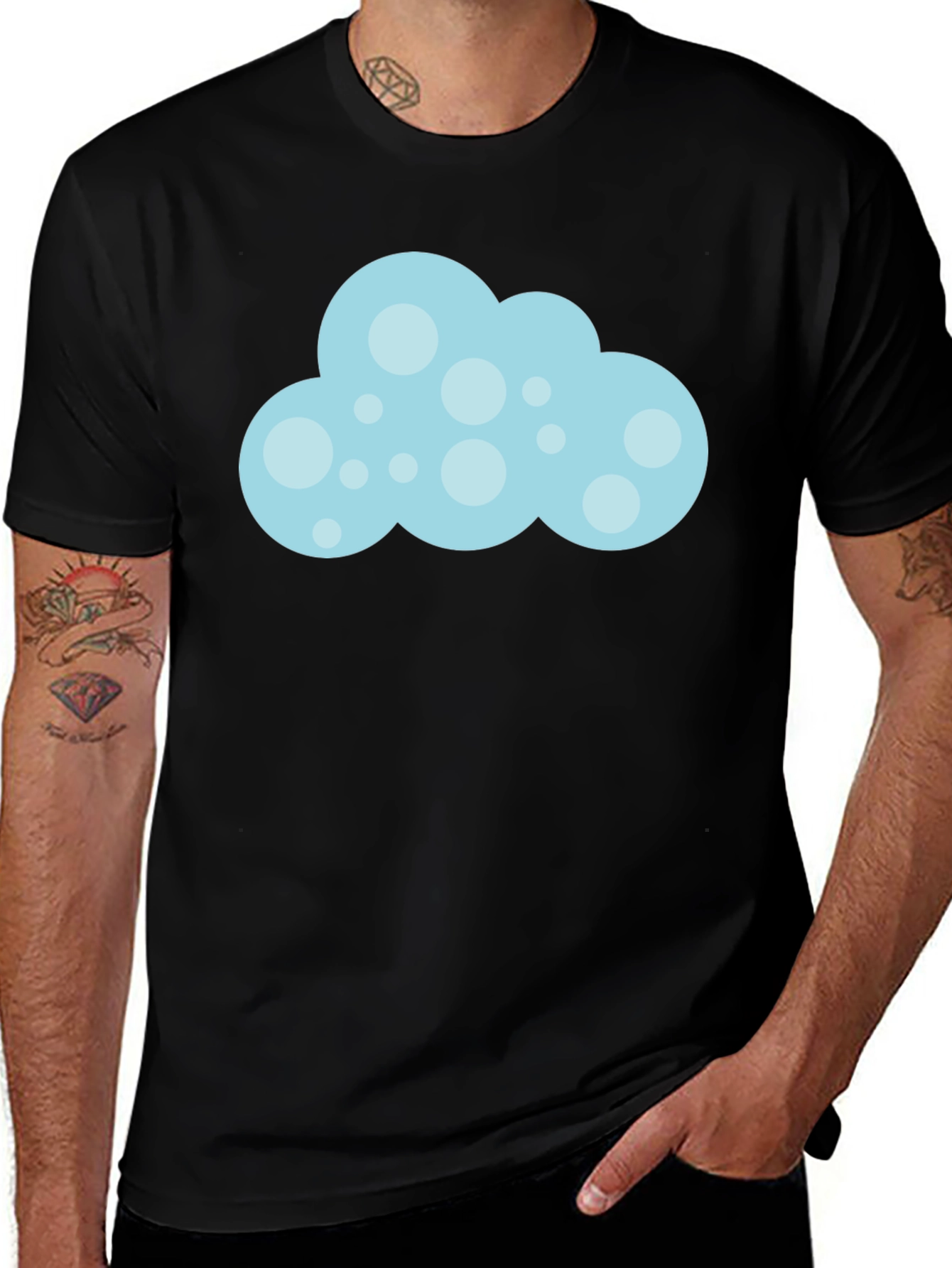 Fun Cloud Graphic Black T-Shirt