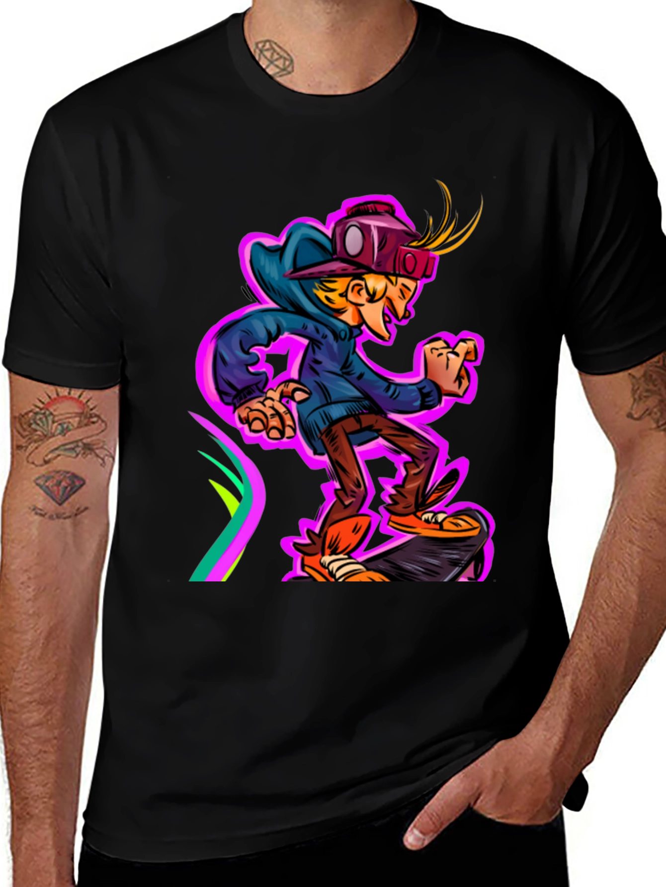 Variant 23 of Cartoon Graphic Tee - Skateboarding Kid