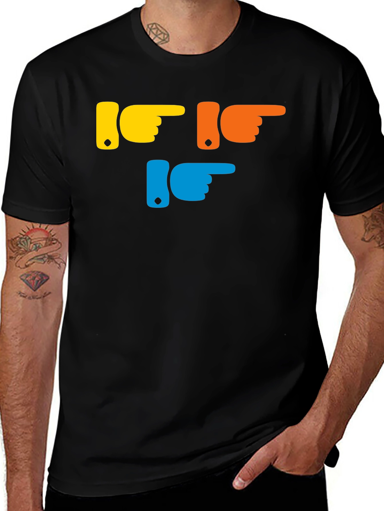Variant 13 of Pointing Fingers Graphic T-Shirt - Trendy Casual Wear
