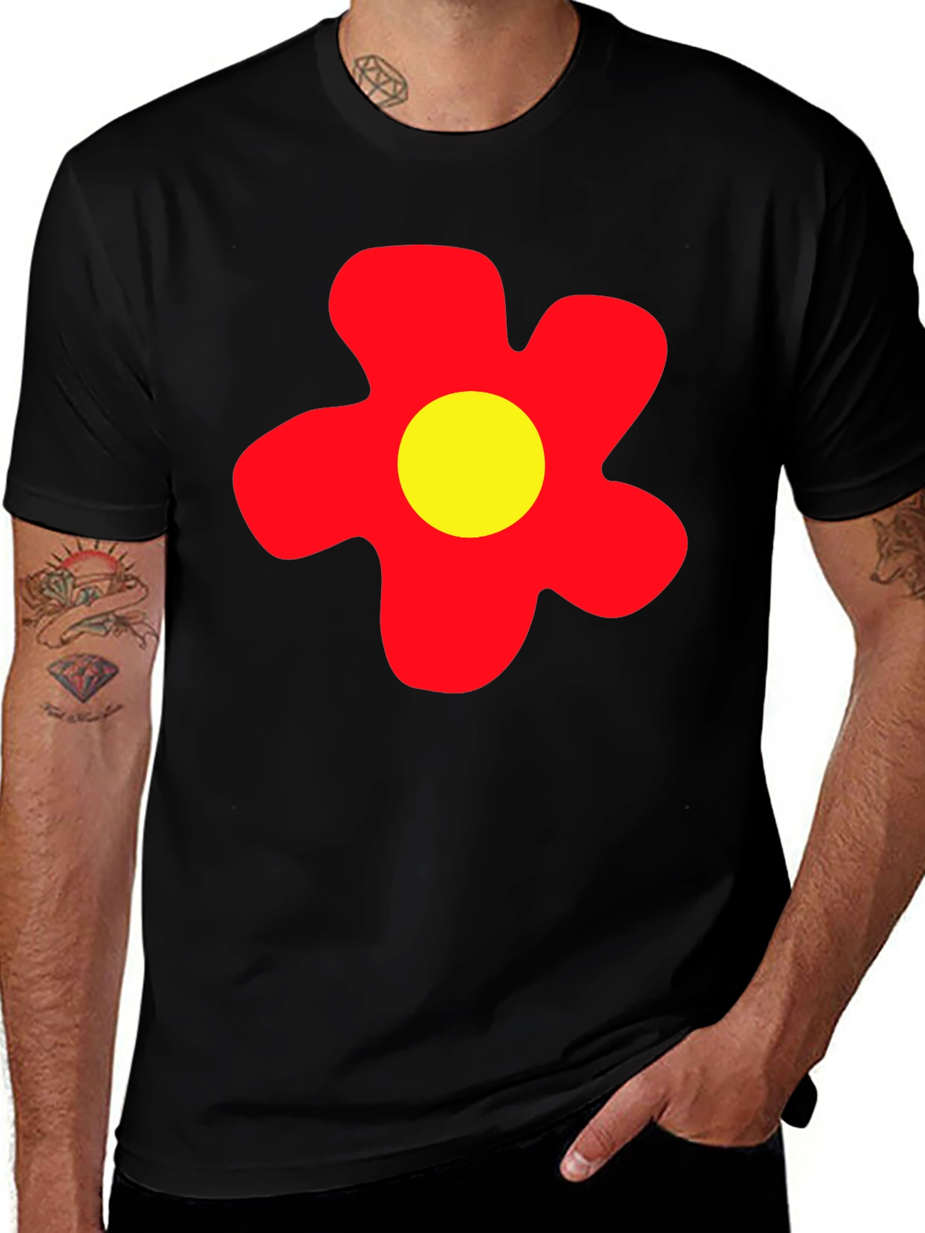 Bold Flower Graphic Tee - Black