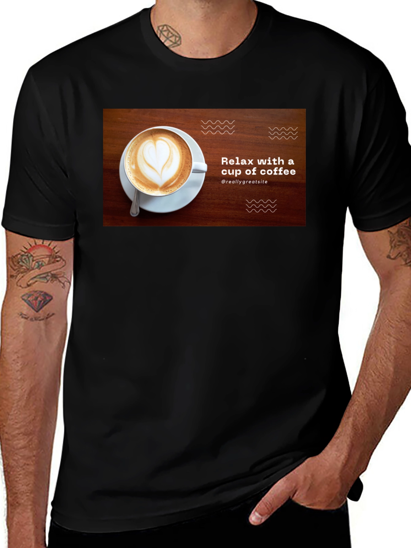 Relax with Coffee Black T-Shirt