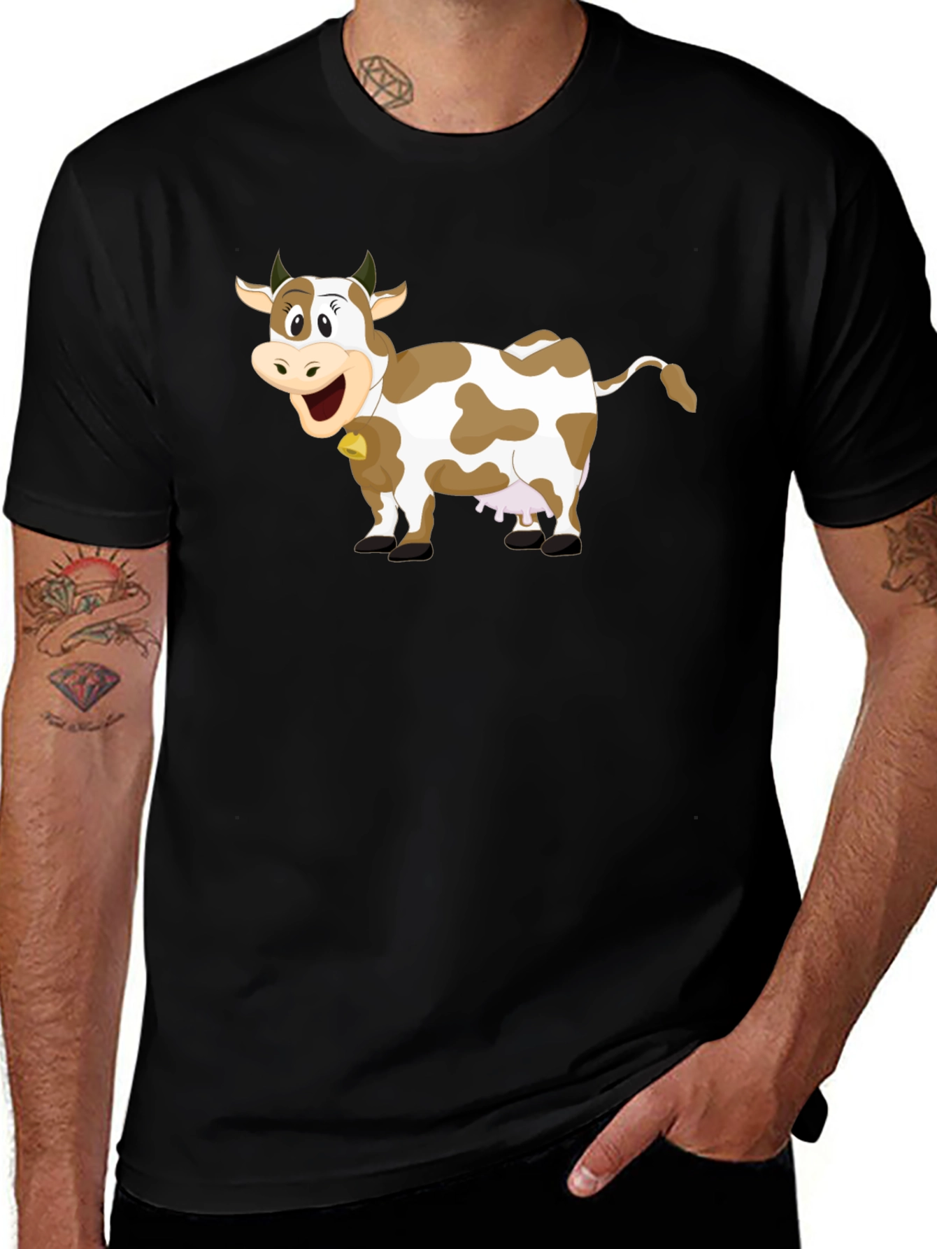 Variant 2 of Cow Graphic T-Shirt - Black Cotton Tee
