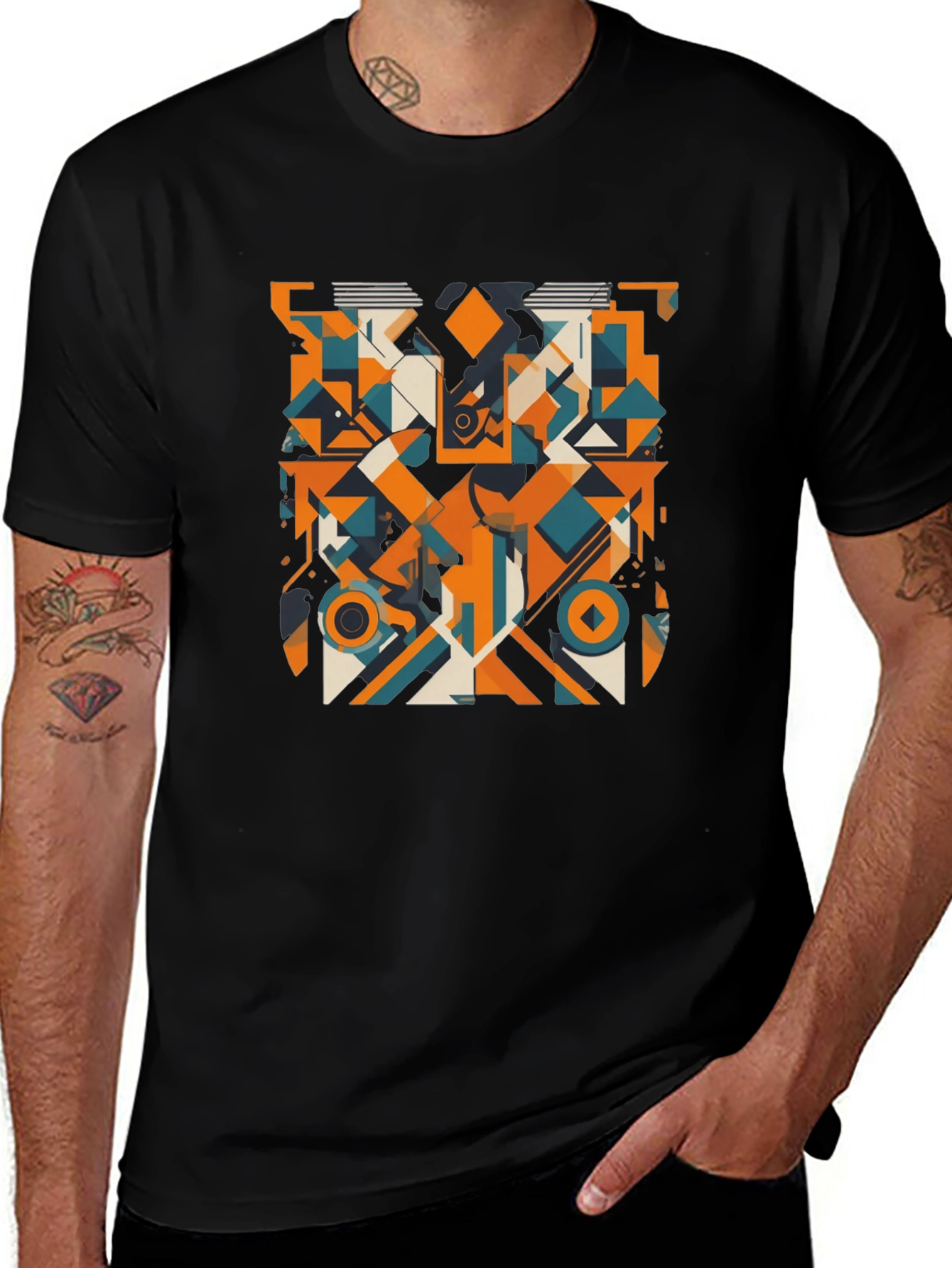 Variant 13 of Geometric Abstract Art Print Black T-Shirt