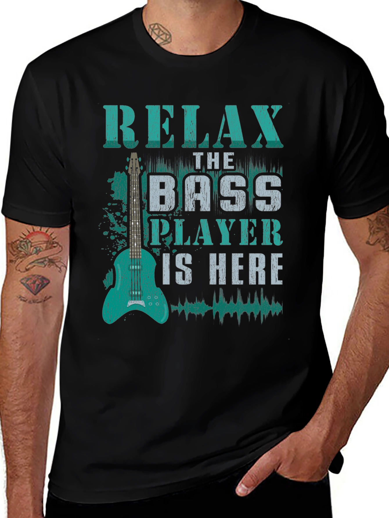 Variant 14 of Relax, Bass Player is Here - Novelty Graphic T-Shirt